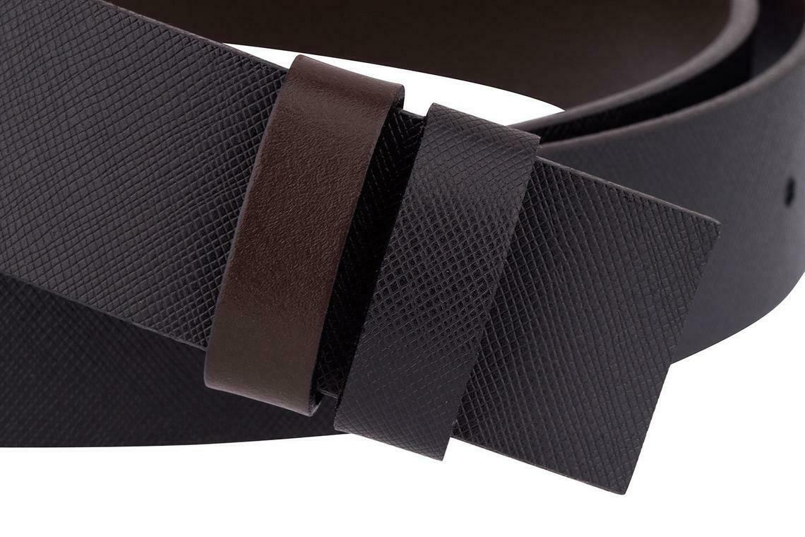 Reversible Men's Belt - Black & Brown Saffiano Leather Strap 35mm - Dunhill Style - Perfect for Business, Casual & Formal Wear