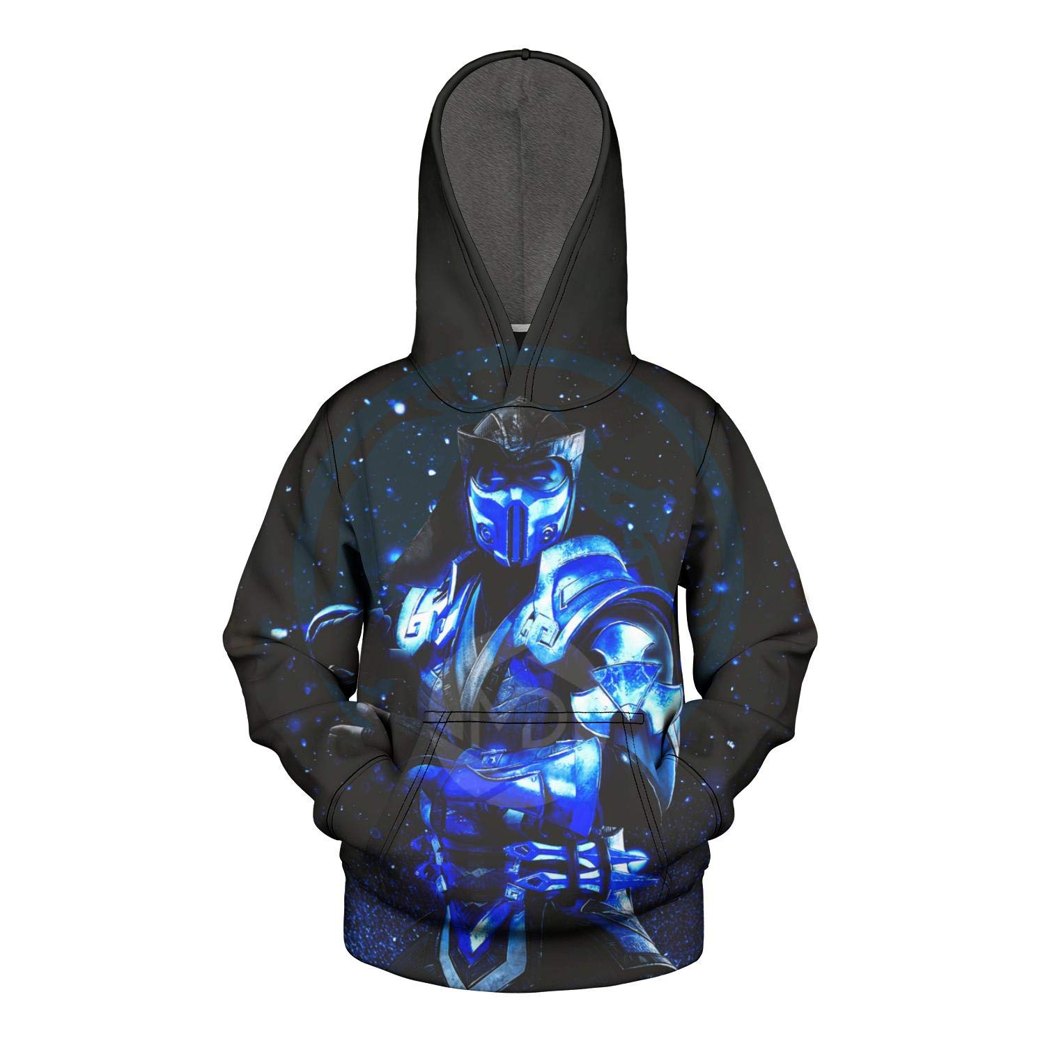 Unisex 3D Realistic Mortal Kombat Sub-Zero Blue Hooded Sweatshirt - Stylish Gaming Hoodie for Cosplay, Casual Wear & Street Fashion