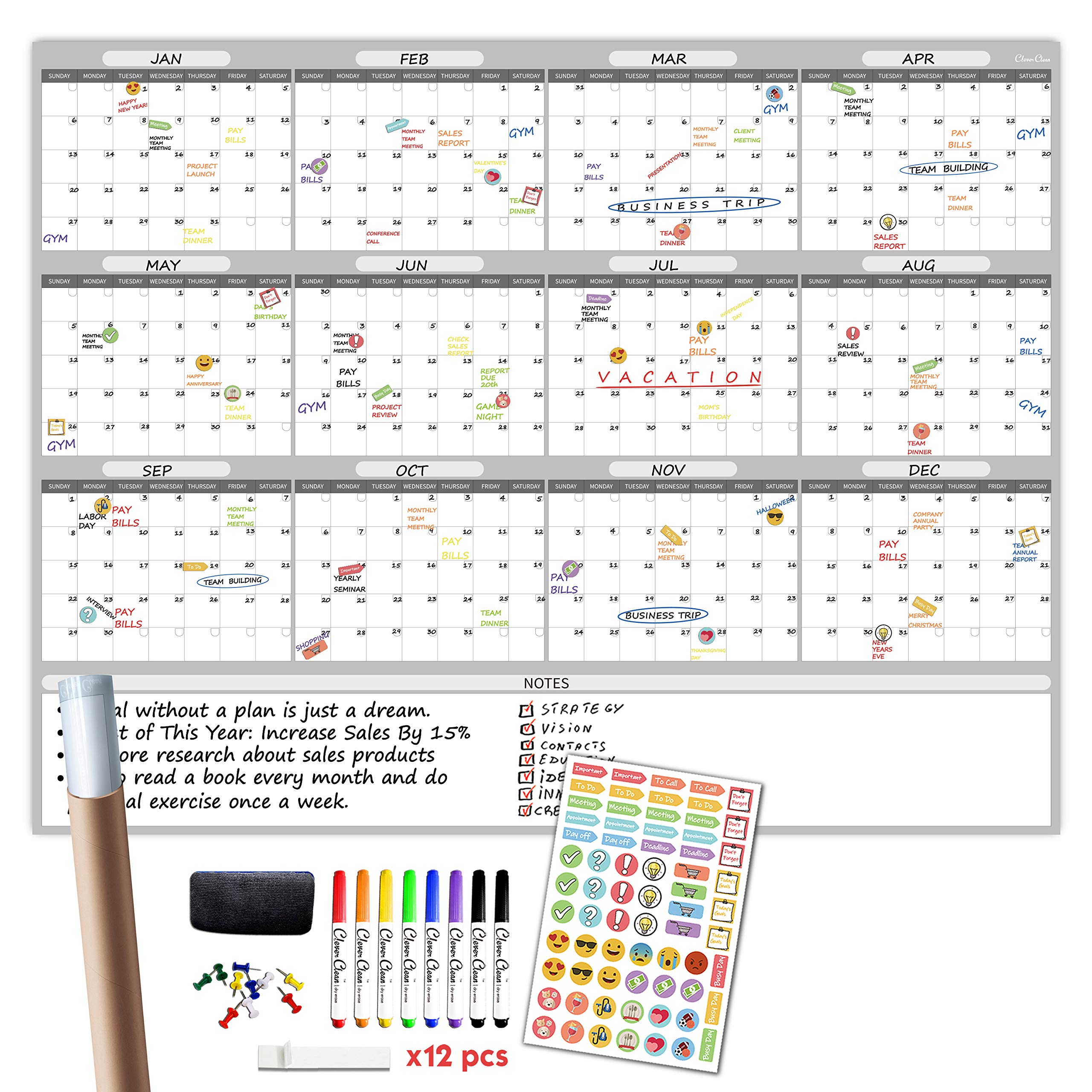 2025 Large Dry Erase Wall Calendar 48