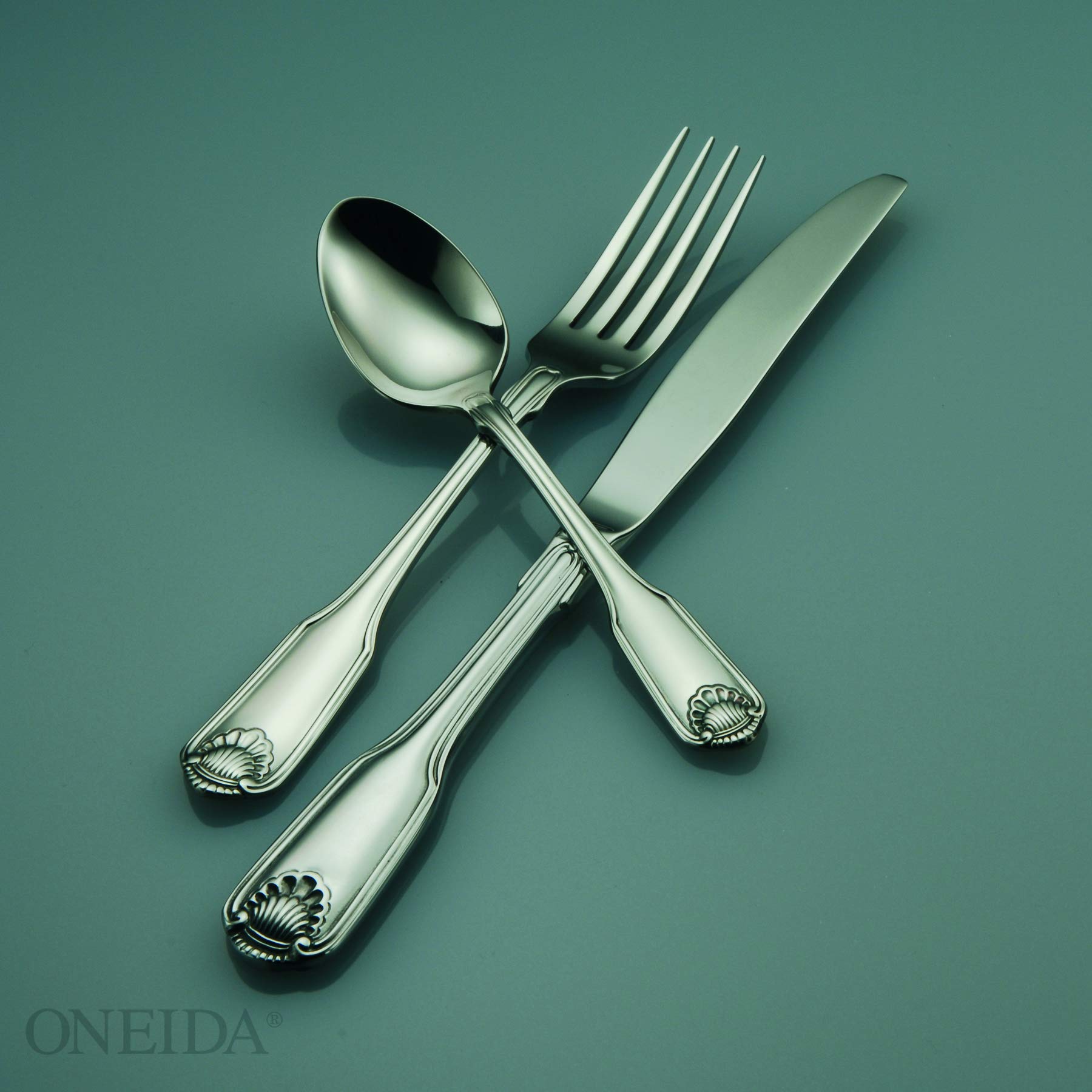 Oneida Classic Shell Teaspoon Set - 12 or 36 Pieces, Stainless Steel Silverware for Restaurant, Catering & Home Dining