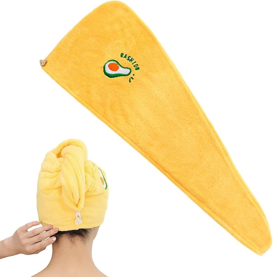 Super Absorbent Microfiber Hair Towel for Women - Quick Dry Hair Wrap Turban for Wet Hair, Lightweight & Soft Head Towel (Yellow) - Perfect for Post-Shower, Swimming, Gym & Travel