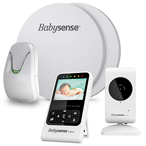 Babysense V24R Video Baby Monitor & 7 Under-Mattress Movement Sensor Bundle - 2-in-1 Baby Safety System for Nursery, Daycare & Travel - HD Night Vision, Real-Time Alerts & Peace of Mind