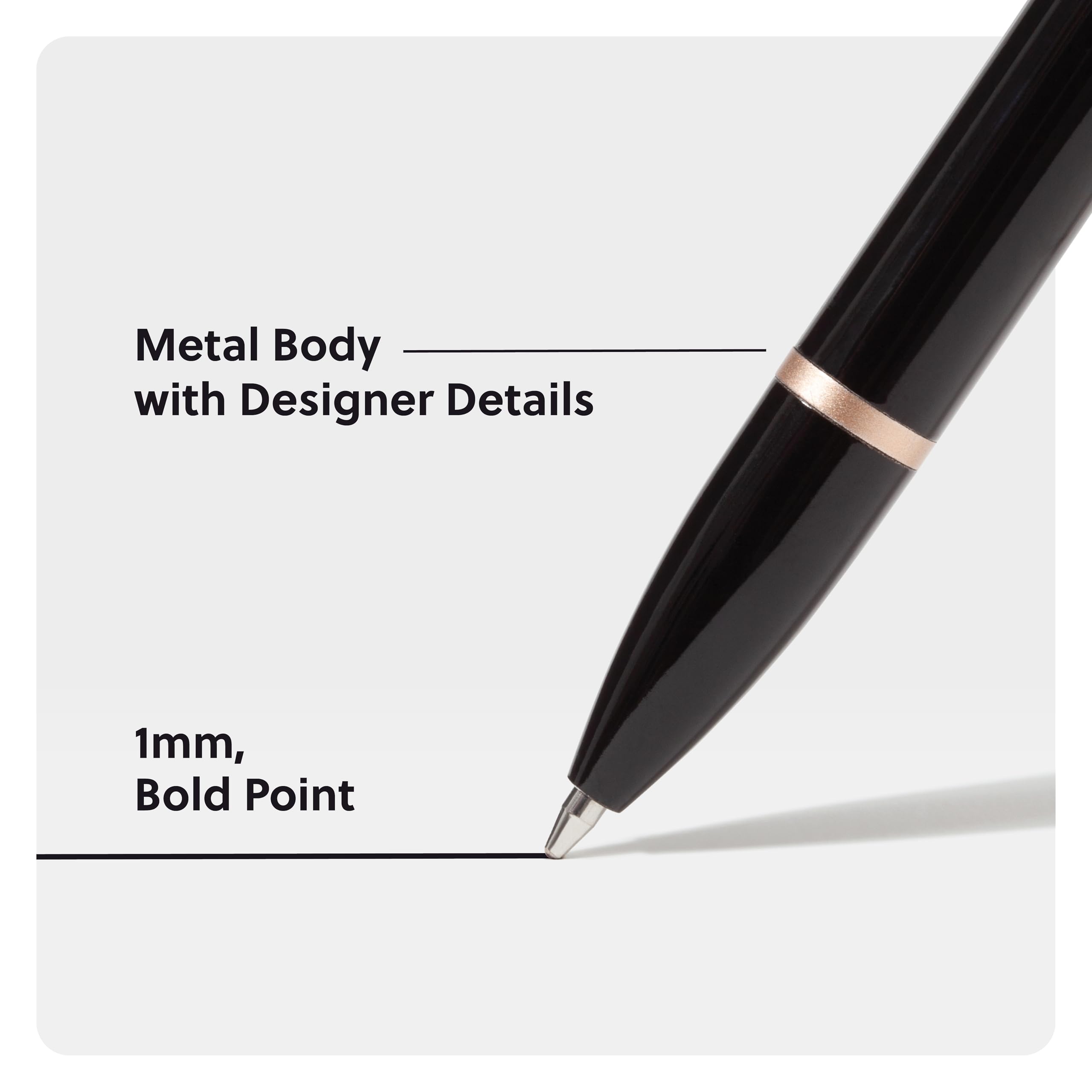 U Brands Monterey Ballpoint Pens - Set of 2 (Black & White with Gold Accents) - 1.0mm Bold Point Black Ink - Premium Writing Pens for Office, School & Gift Giving