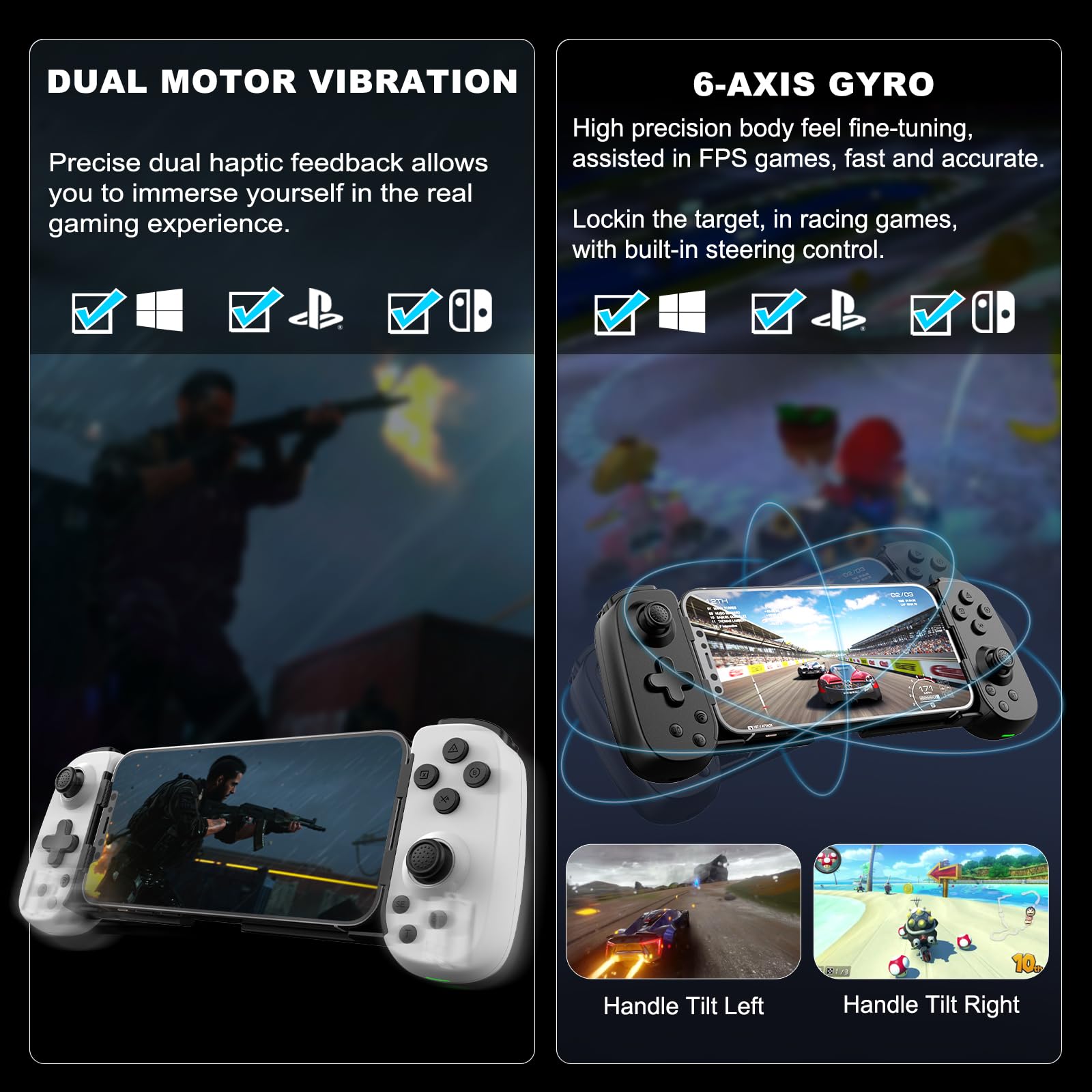 Joso Wireless Phone Controller for Android, iPhone & PC - Turbo Gamepad Compatible with Nintendo Switch, PS4, Xbox & Cloud Gaming | Perfect for Mobile Gaming, Remote Play & Console Streaming