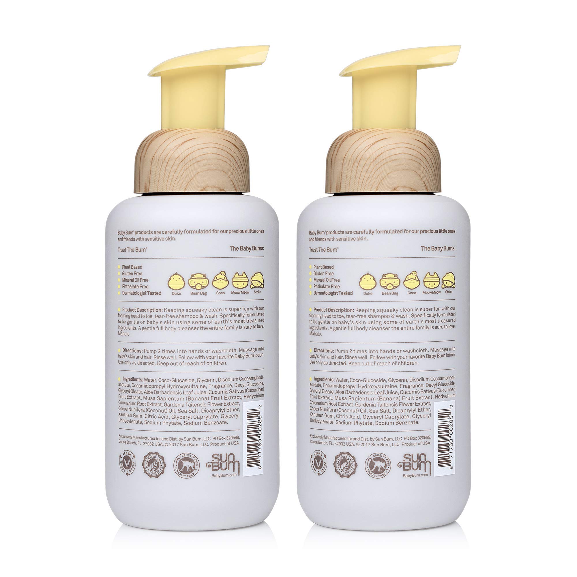 **Baby Bum Shampoo & Body Wash - Natural Fragrance, Tear-Free Foaming Soap for Sensitive Skin with Coconut Oil | 12oz (Pack of 2) | Gentle Cleansing for Babies & Kids | Bath Time & Daily Care**