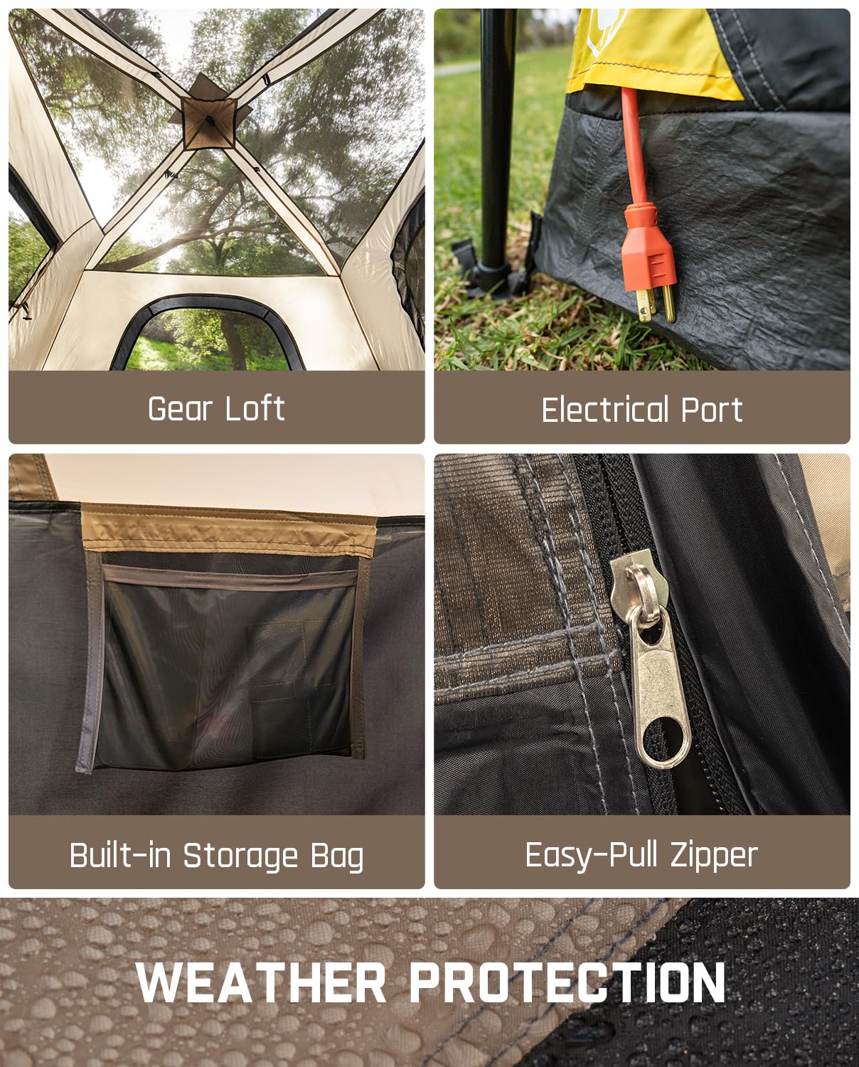 Fanttik Instant Cabin Tent for 4/6/8/10 Person - 60 Second Setup, Waterproof Rainfly & Windproof Design - Portable Camping Tent with Carry Bag for Family Camping, Hiking, Backpacking & Outdoor Adventures