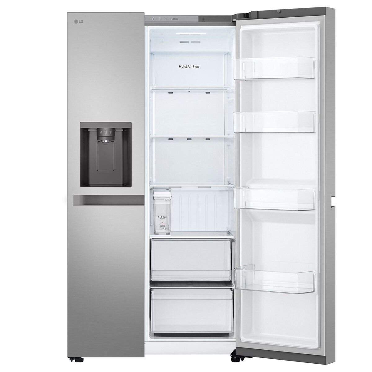 LG 641L Side by Side Refrigerator with Non-Plumbed Ice & Water Dispenser - Stainless Steel (Model GS-N599PL) - Perfect for Large Families & Open-Concept Kitchens