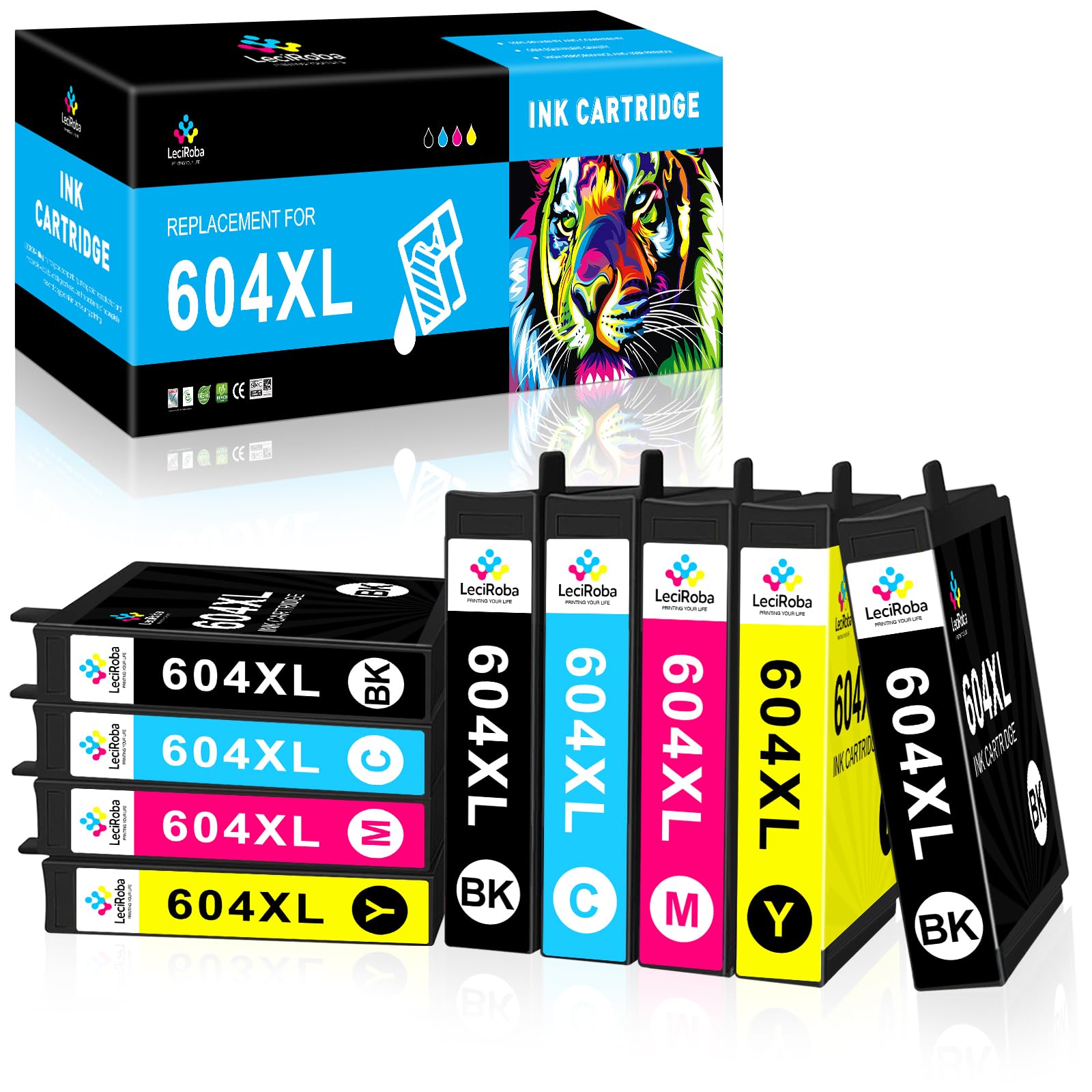 LeciRoba 604XL Ink Cartridges (9-Pack) for Epson Printers - Home & Office Use