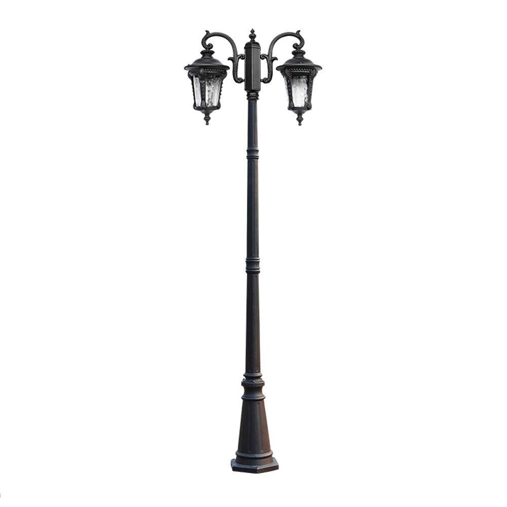 Vintage E27 European Traditional Style Outdoor Waterproof Aluminum Glass Street Lamp - 2-Lights Pathway Lighting for Garden, Park, Hotel, Villa, and Community Lawn Decor