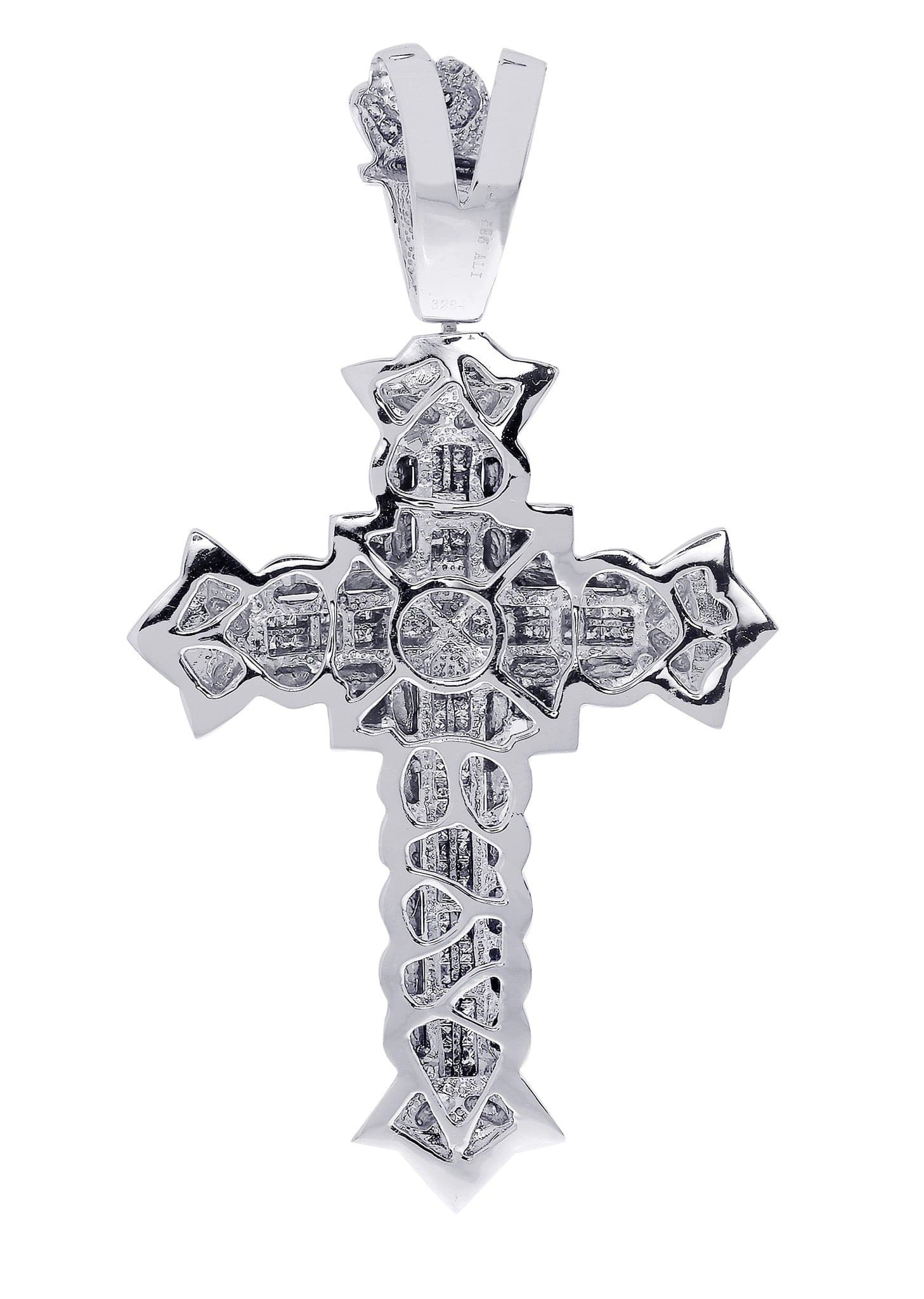 0.23 Carat Diamond Cross Pendant Necklace - 24.94 Grams Solid Gold Religious Jewelry for Women - Perfect for Baptism, First Communion & Gift Giving