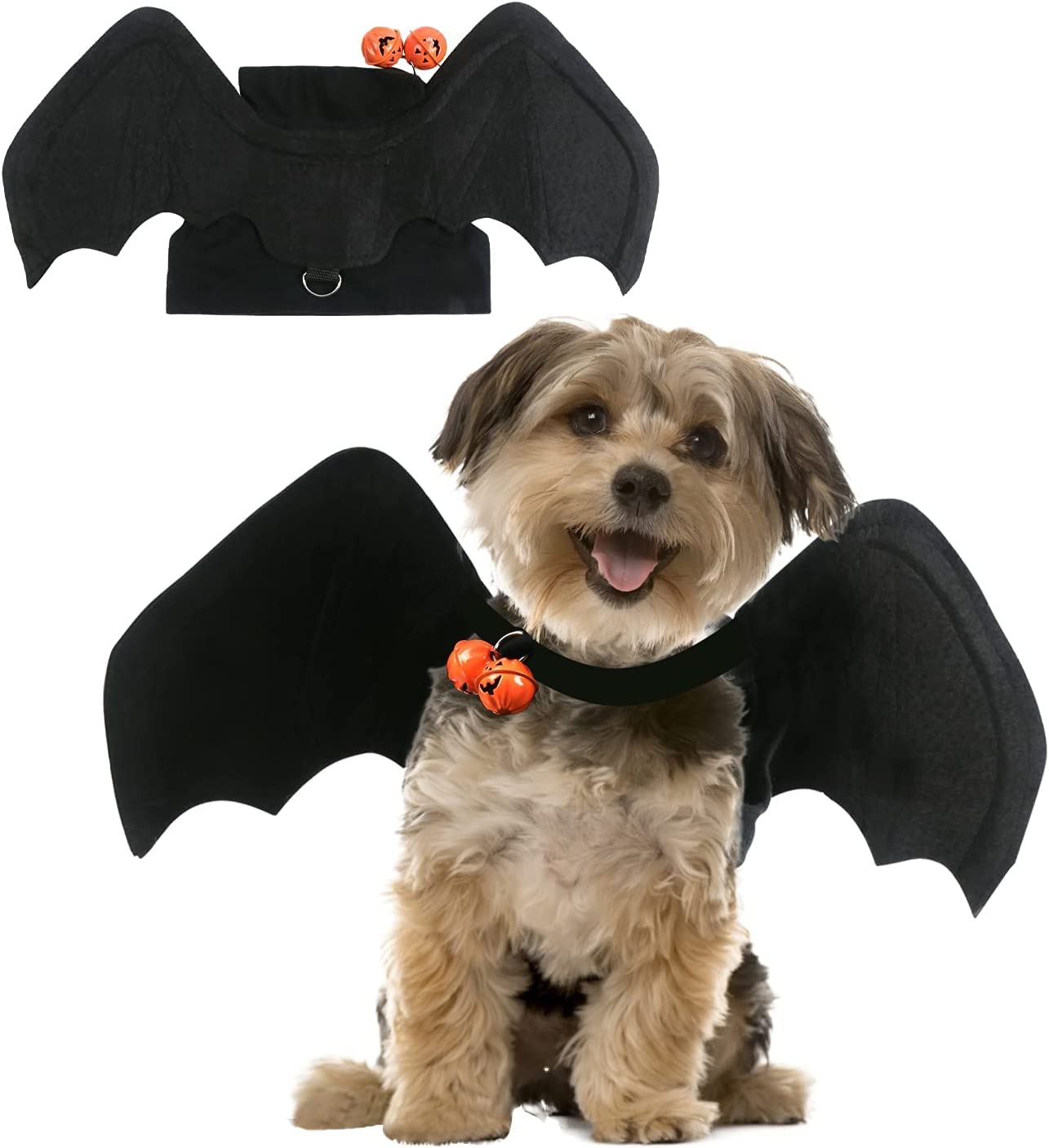 CCINEE Halloween Bat Wing Costume for Cats & Small Dogs - Adorable Black Bat Costume with Bells | Perfect for Halloween Pet Parties, Photo Shoots & Trick-or-Treating