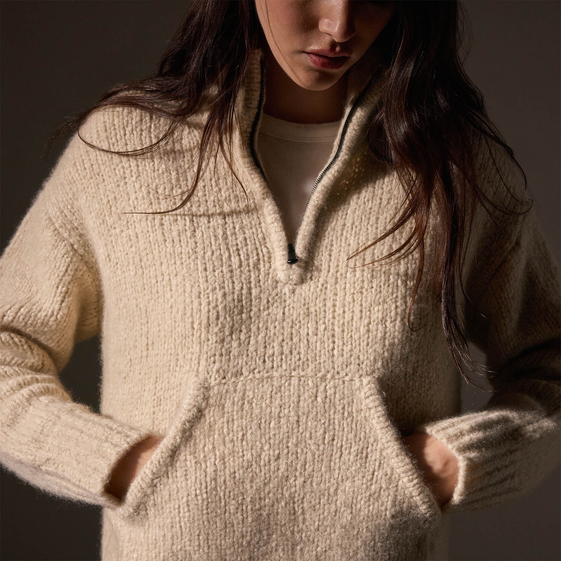 Luxury Cashmere Blend Half Zip Sweater for Women | Soft & Warm Winter Pullover | Perfect for Office, Travel & Casual Outfits (Biscotti)