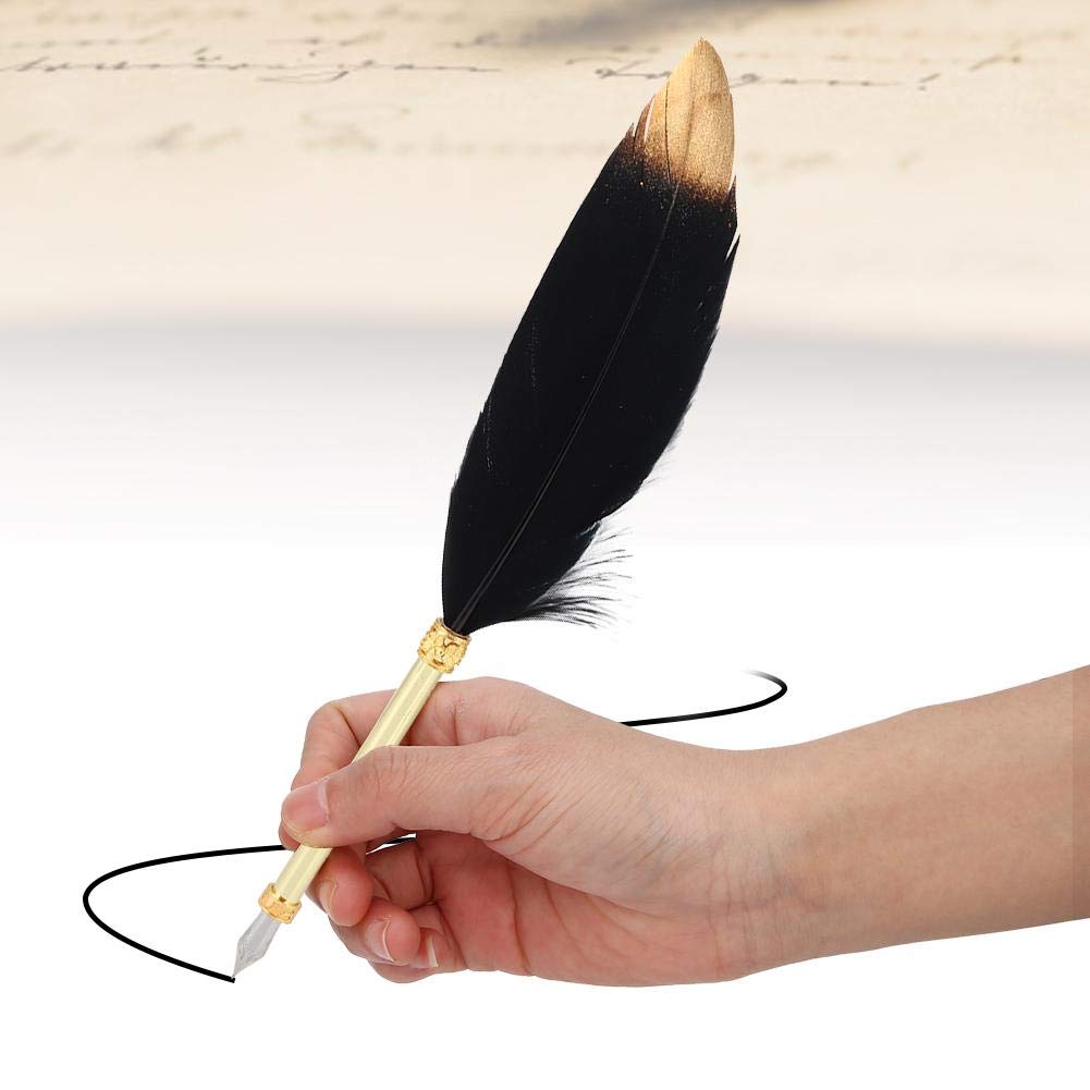 Vintage Feather Pen Set - 5 Metal Calligraphy Nibs with Gift Box, Refillable Dip Pens for Students & Artists | Perfect for Wedding Invitations, Greeting Cards & Hand Lettering