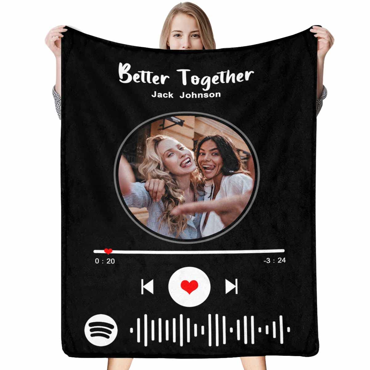 **Personalized Best Friend Blanket for Women - Custom Spotify Code Music Throw Blanket - Soft Fleece Friendship Gift for BFF, Sister, or Coworker - 70