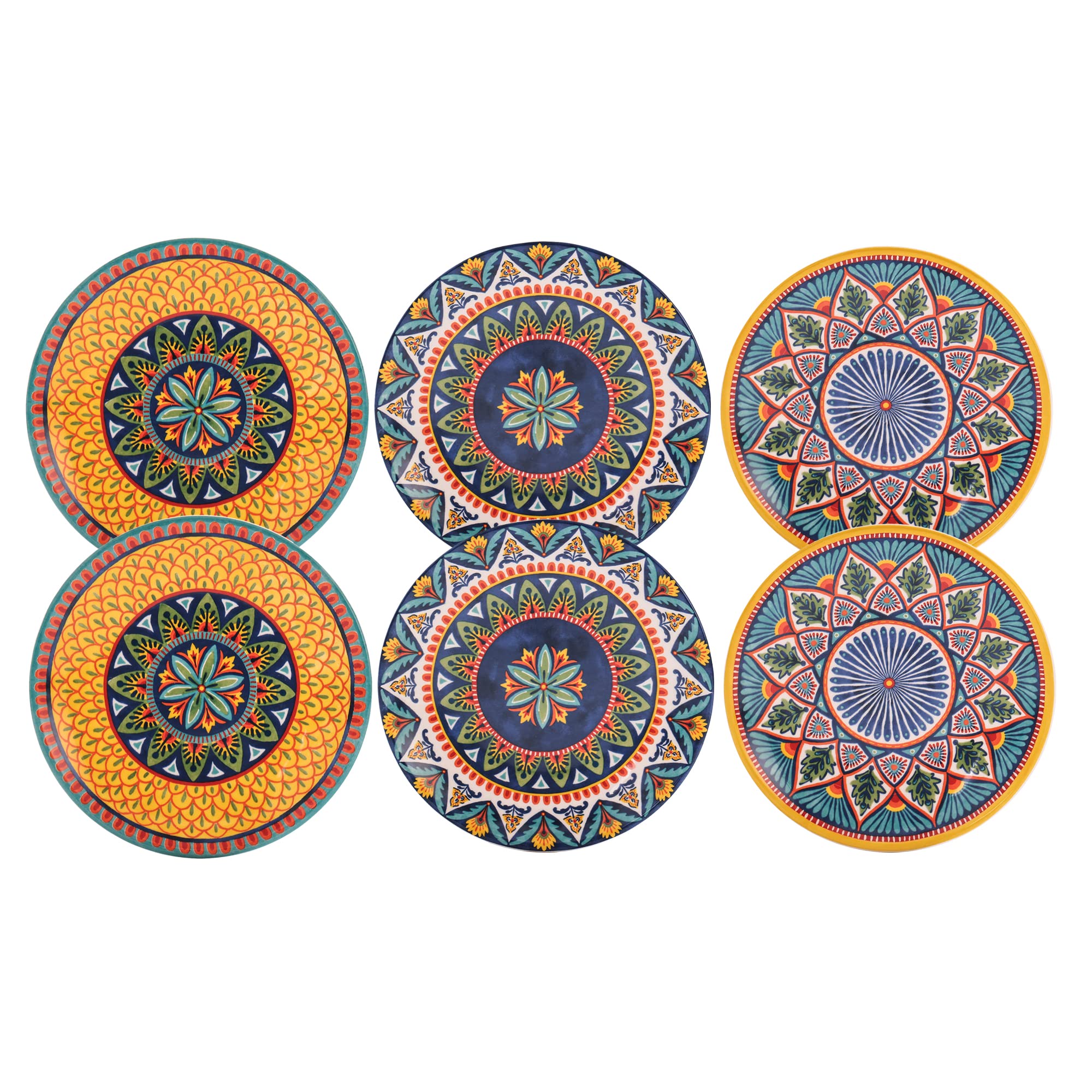Bico Havana 6 Inch Ceramic Appetizer Plates Set of 6 - Salad, Snack & Dessert Dishes - Microwave & Dishwasher Safe - Perfect for Parties, Entertaining & Home Dining