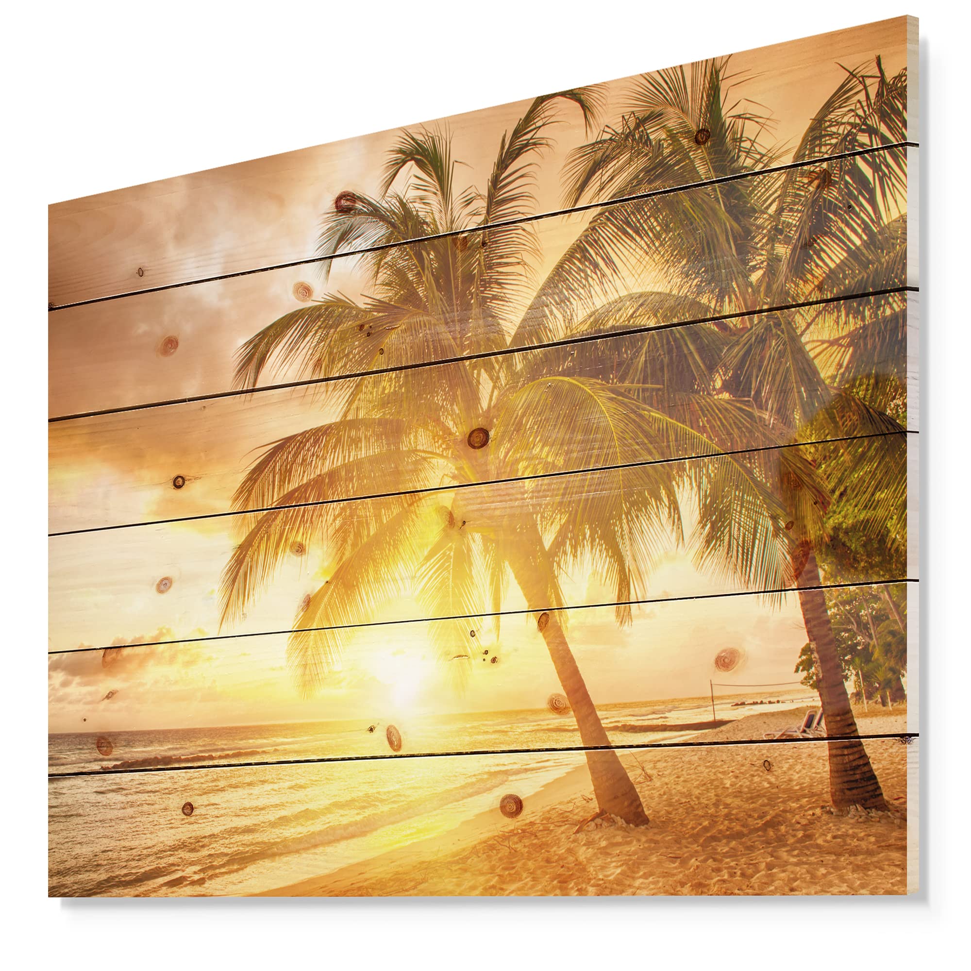 Bright Sunset Barbados Wood Wall Art - Coastal Decor for Beach House