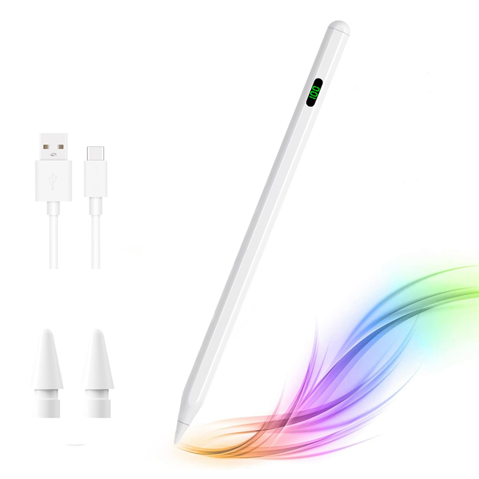 Apple Pencil Stylus for iPad 10th/9th Gen, iPad Pro 11 & 12.9 inch, iPad Air 5th/4th/3rd Gen, iPad Mini 6th/5th Gen - Pressure Sensitive Active Stylus Pen with Palm Rejection - Perfect for Drawing, Note Taking & Digital Art