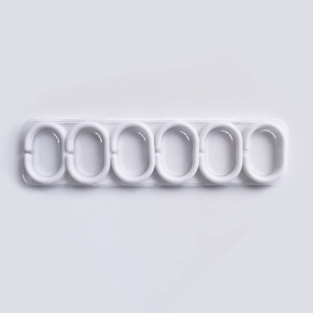 White Plastic Shower Curtain Hooks - 12 Pack Bathroom Shower Rod Rings with Rustproof Design for Window & Shower Curtains - Perfect for Bathroom, Dorm, RV and Apartment Decor