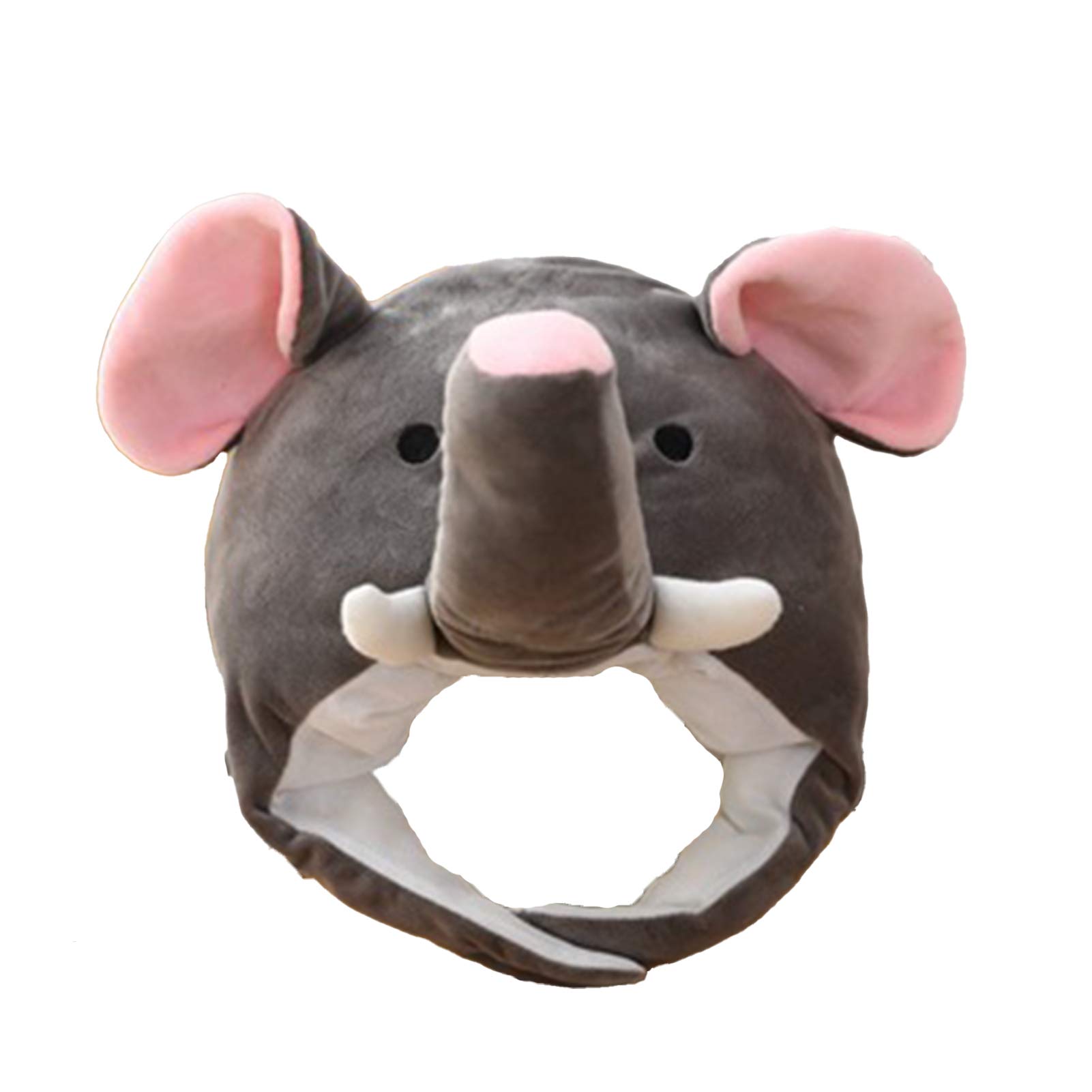 Funny Elephant Hat with Animal Ears - Soft Plush Cartoon Hooded Cap for Winter Cosplay (Gray, Medium) | Perfect for Halloween Costumes, Christmas Gifts & Themed Parties