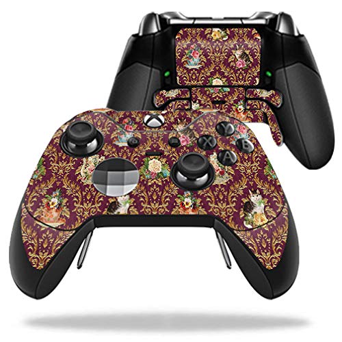 MightySkins Protective Vinyl Wrap Cover for Microsoft Xbox One Elite Controller - Teatime Cat Damask Design | Durable, Customizable Skin | Easy to Apply & Remove | Made in USA | Perfect for Gaming Enthusiasts & Collectors