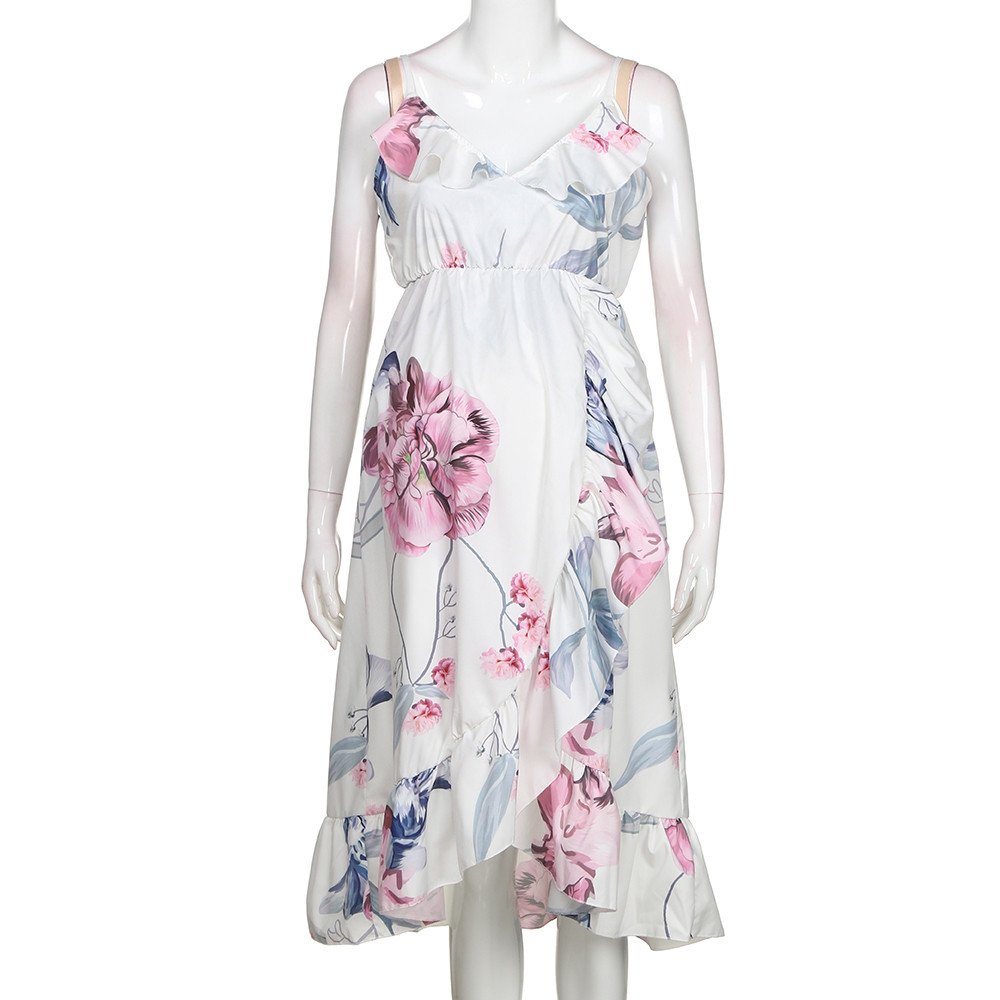 Floral Maternity Dress for Women - Elegant Ruffle Pregnant Dress for Baby Shower, Maternity Photoshoot & Casual Wear | Comfortable Pregnancy Clothes for Special Occasions