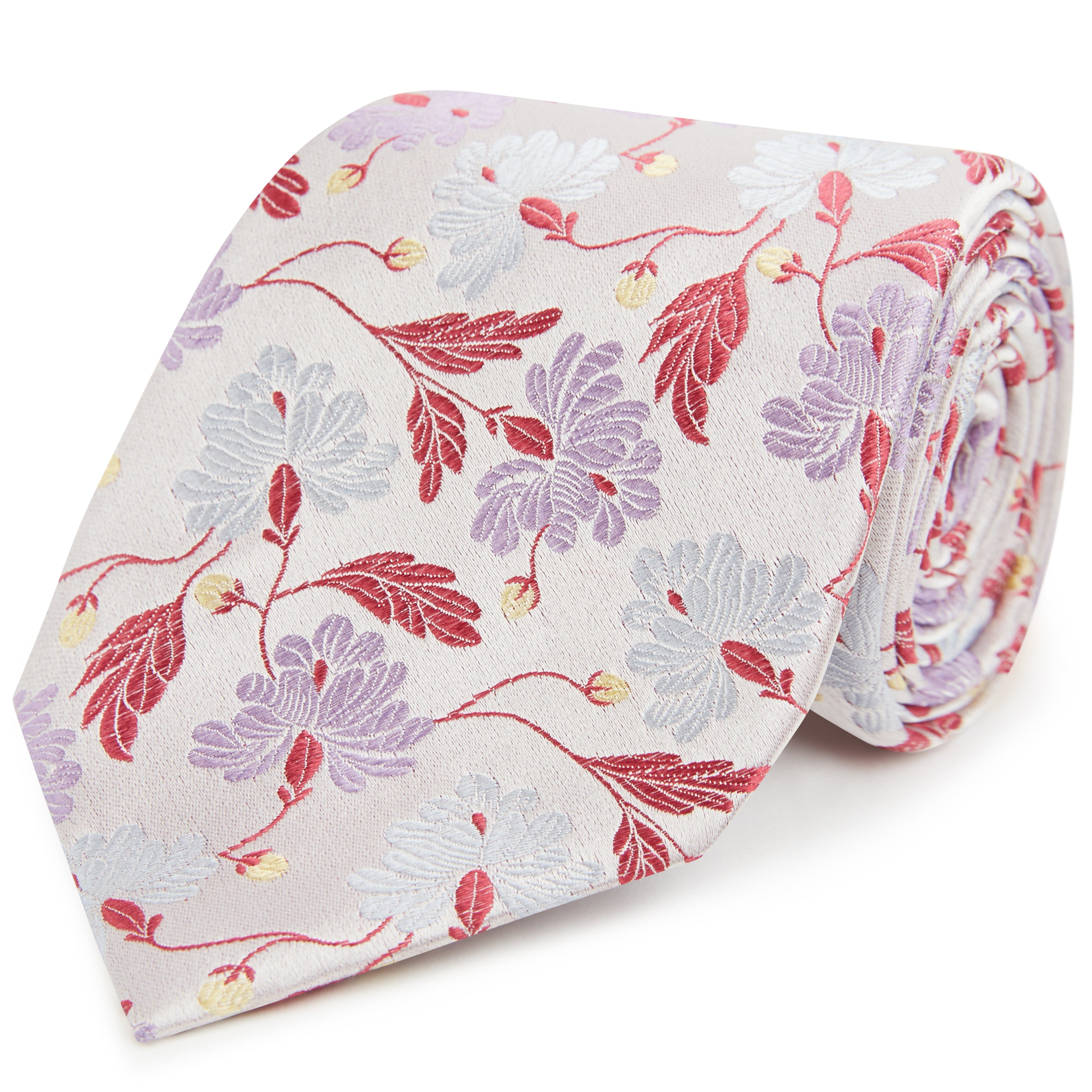 Elegant Pink Large Floral Woven Silk Tie for Men - Perfect for Weddings, Business Meetings & Formal Occasions