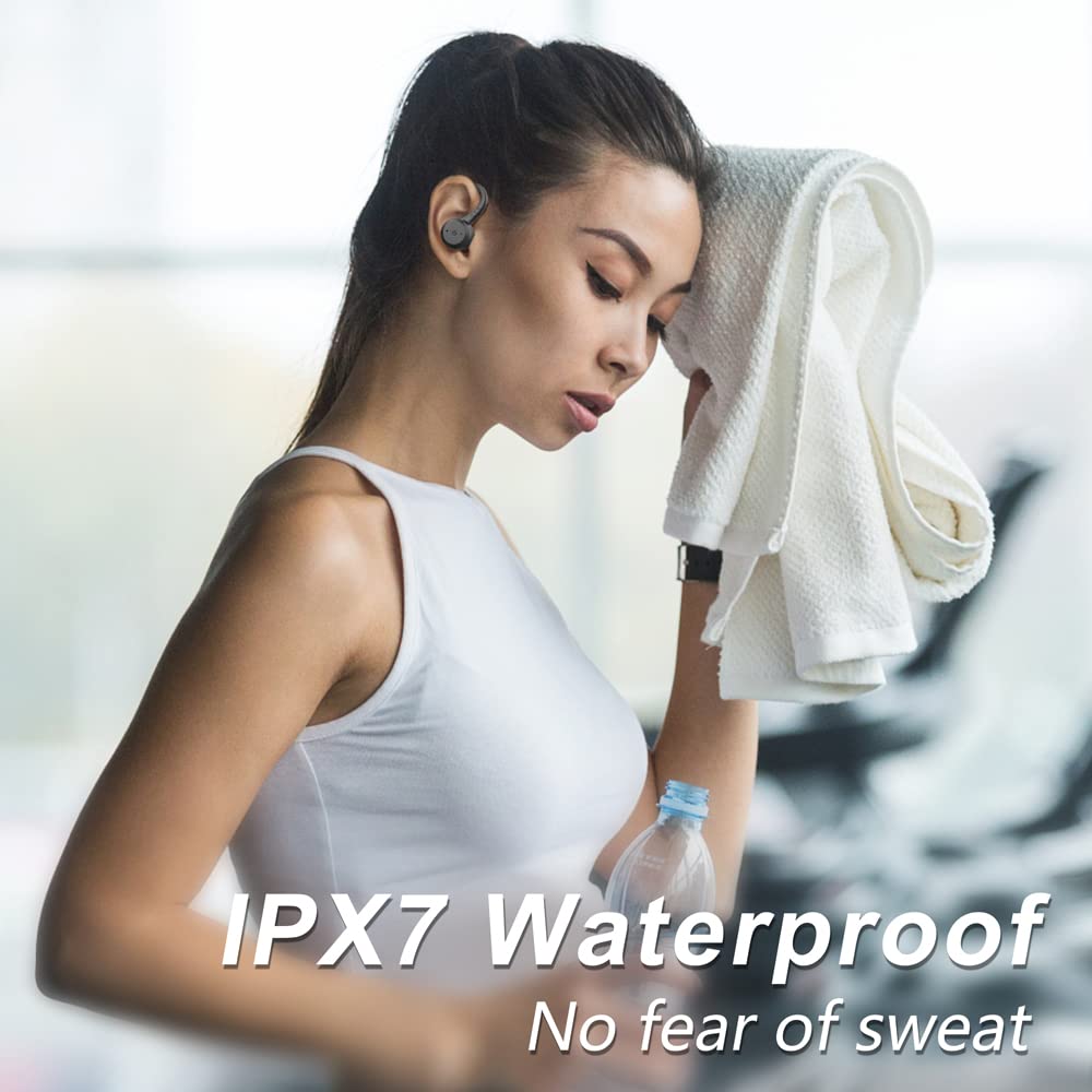 VOSON Wireless Bluetooth Earbuds with Earhooks, IPX7 Waterproof Sports Headphones with Built-in Mic & Deep Bass - Perfect for Running, Gym Workouts & Outdoor Activities