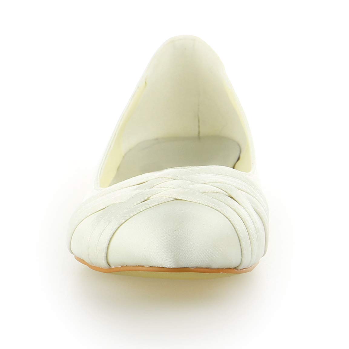 JIAJIA 5374 Women's Bridal Shoes - Elegant Closed Toe Satin Wedding Flats with Ruffles for Bride, Bridesmaids & Formal Occasions | Perfect for Church Ceremonies, Receptions & Special Events