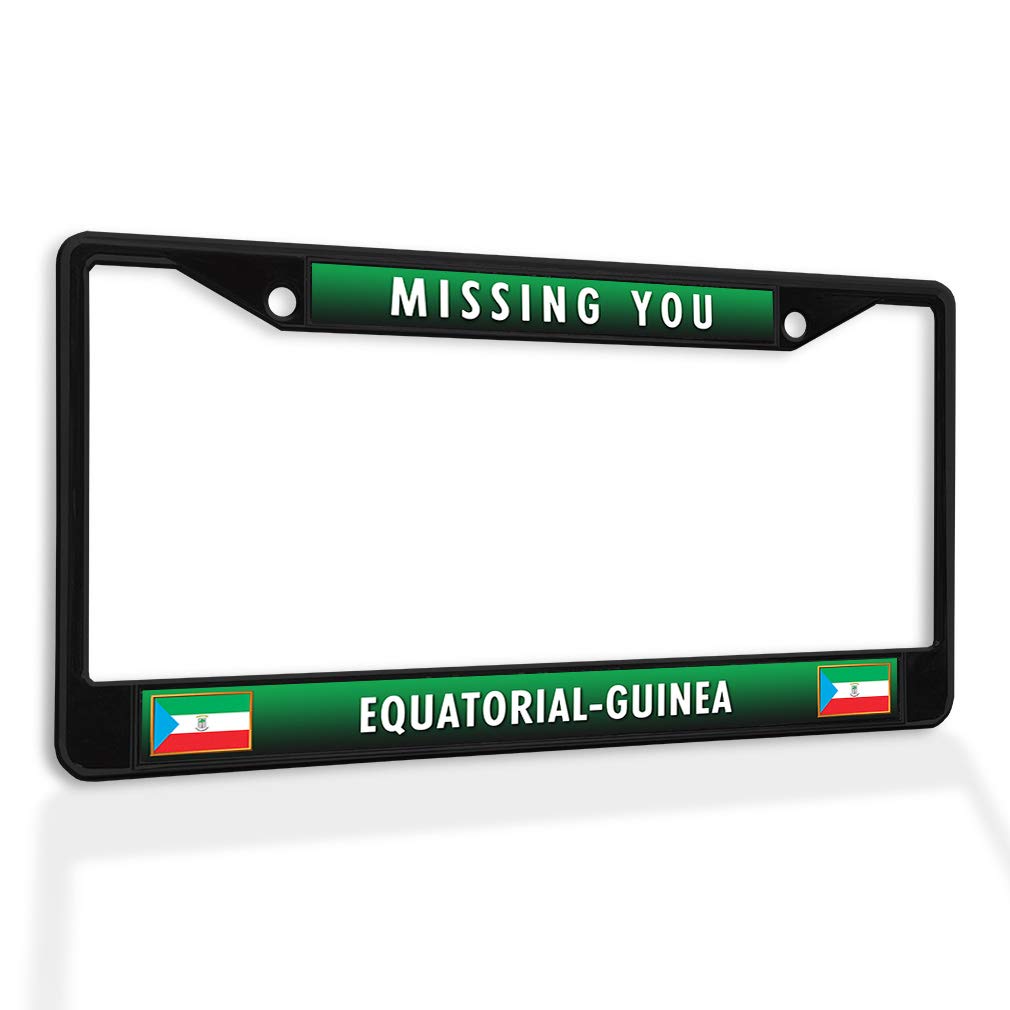Premium Metal License Plate Frame - Weatherproof Black 2-Hole Design for Equatorial Guinea - Durable Car Accessories with Solid Insert - Perfect for Daily Commute & Long Road Trips