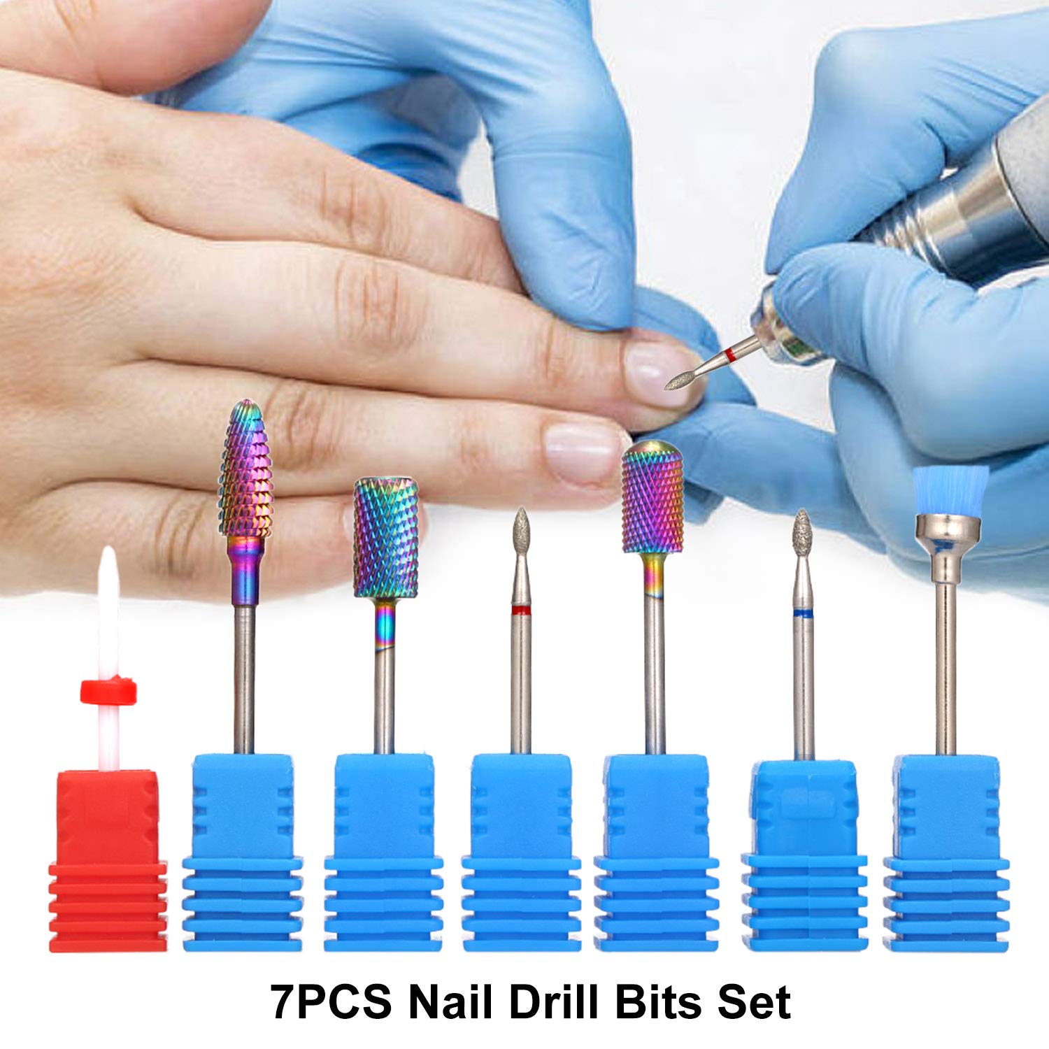 7PCS Professional Nail Art Kit with Multicolor Nail Bits, Manicure Tools & Dust Brush - Perfect for Salon, Home Nail Care & DIY Nail Polish Designs