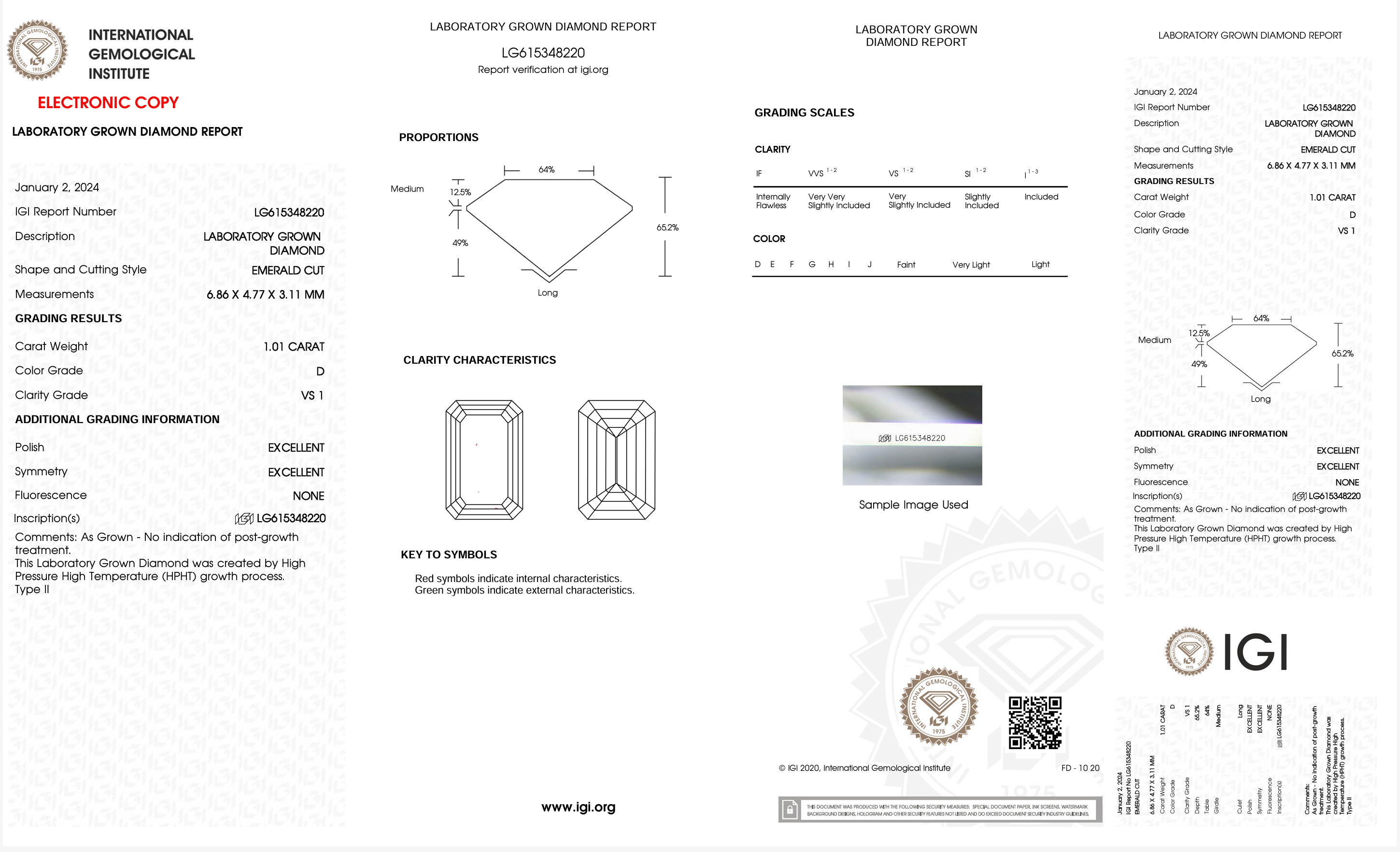 1.01 Carat Lab-Grown Emerald Diamond (IGI Certified) - Perfect for Engagement Rings, Wedding Bands & Fine Jewelry