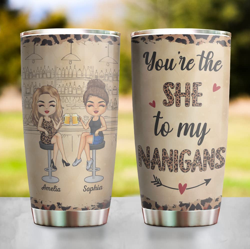 Personalized 'You're The She To My Nanigans' Beer Glass - Best Sister Forever Gift for Birthday, Anniversary, Friend Day - Ideal for Partner, Daughter, Mom - Perfect for Girls' Night Out & Special Celebrations