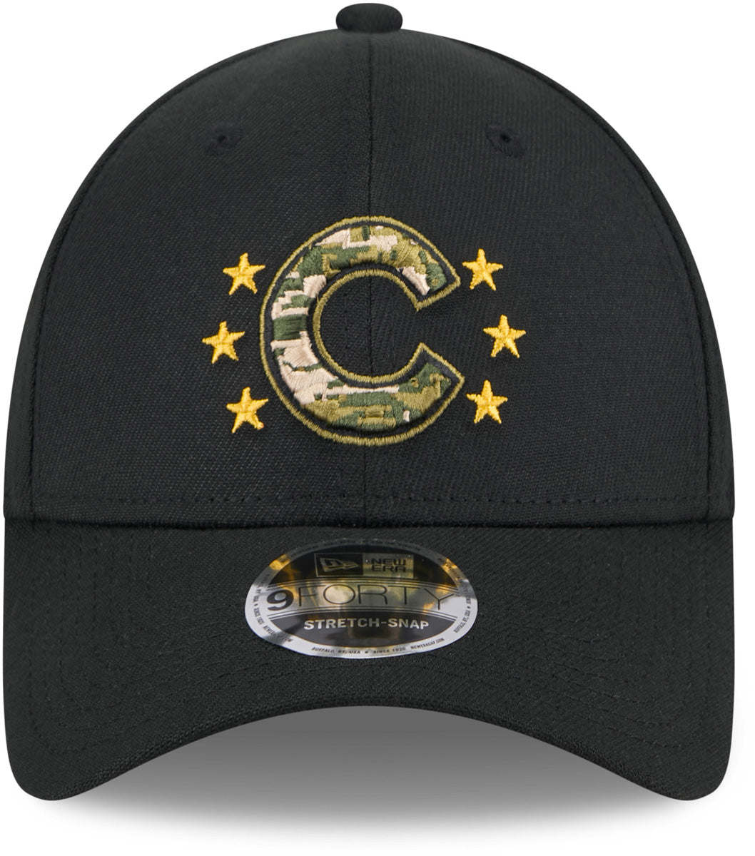 Chicago Cubs New Era 9Forty MLB 2024 Armed Forces Day Black Adjustable Baseball Cap - Perfect for Baseball Games, Military Appreciation & Casual Wear