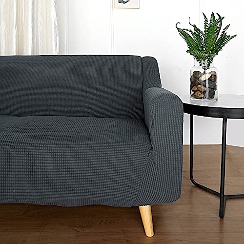 Charcoal Gray Spandex Jacquard Stretch Sofa Slipcover - 1-Piece Furniture Protector for 2 Seater Couch - Breathable, Washable Sofa Cover for Living Room, Home Decor & Pet Protection