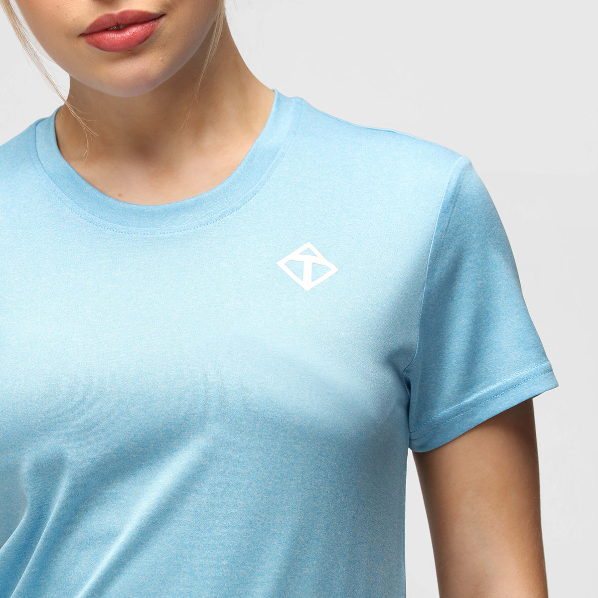 Turquoise Diamond-Patterned Women's Technical T-Shirt - Moisture-Wicking, Breathable & Stylish for Yoga, Running & Casual Wear