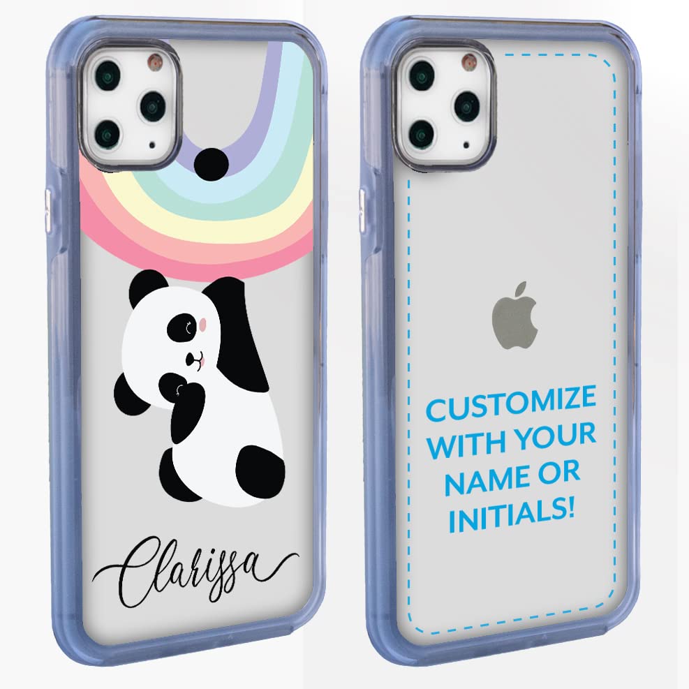 Custom Clear iPhone 11 Pro Max Case for Women - Personalized Name Design with Cute Hanging Panda Charm - Perfect Gift for Girlfriends, Teens & Students (School, Work, Travel Protection)