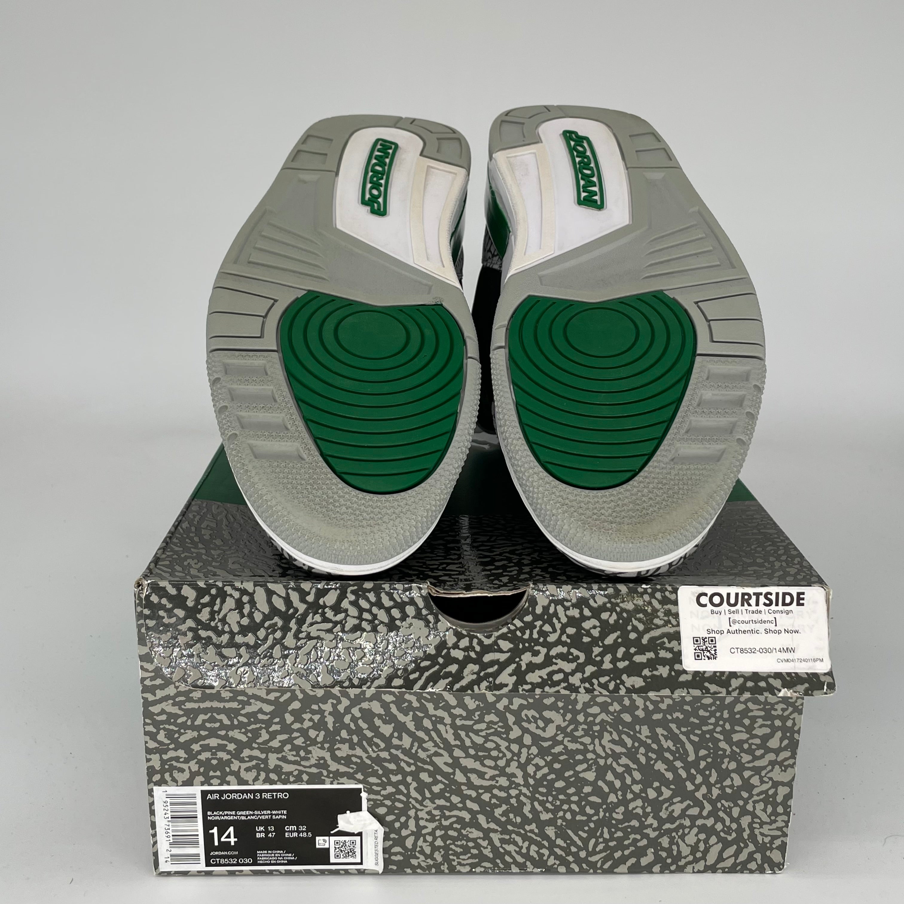 AIR JORDAN 3 Retro Pine Green Basketball Shoes Men's Size 14 (CT8532-030) - Perfect for Streetwear & Court Performance