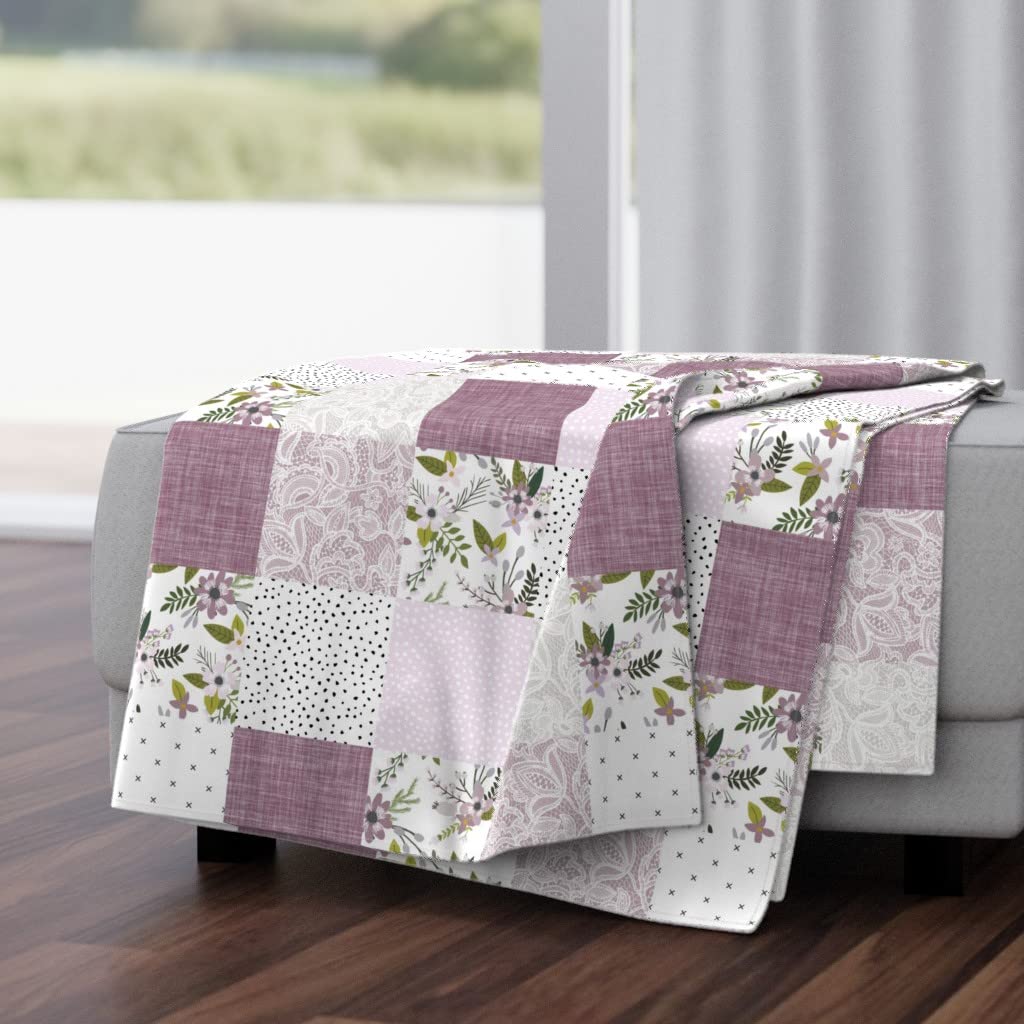 Soft Plush Minky Throw Blanket 50x70 Inches - Lavender Sprigs Floral Patchwork Design for Baby Nursery, Bedroom & Couch | Ultra Cozy Purple Blanket for Gifts, Snuggling & Home Decor