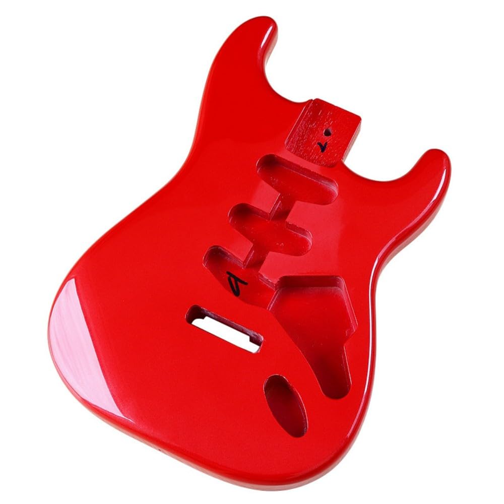 Premium Poplar Electric Guitar Body for Fender Stratocaster - DIY Replacement Part with SSS Pickup Routing in Vibrant Red Finish | Perfect for Guitar Customization, Repair & Upgrade Projects
