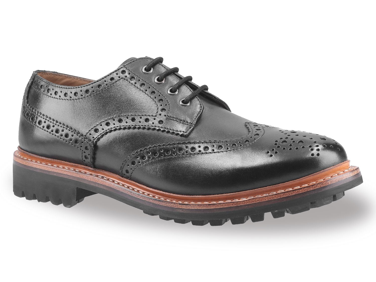 Cotswold Quenington Commando Sole Brogue Shoes for Men - Classic Leather Oxford Dress Shoes with Rugged Sole - Perfect for Outdoor Weddings, Hiking & Formal Events
