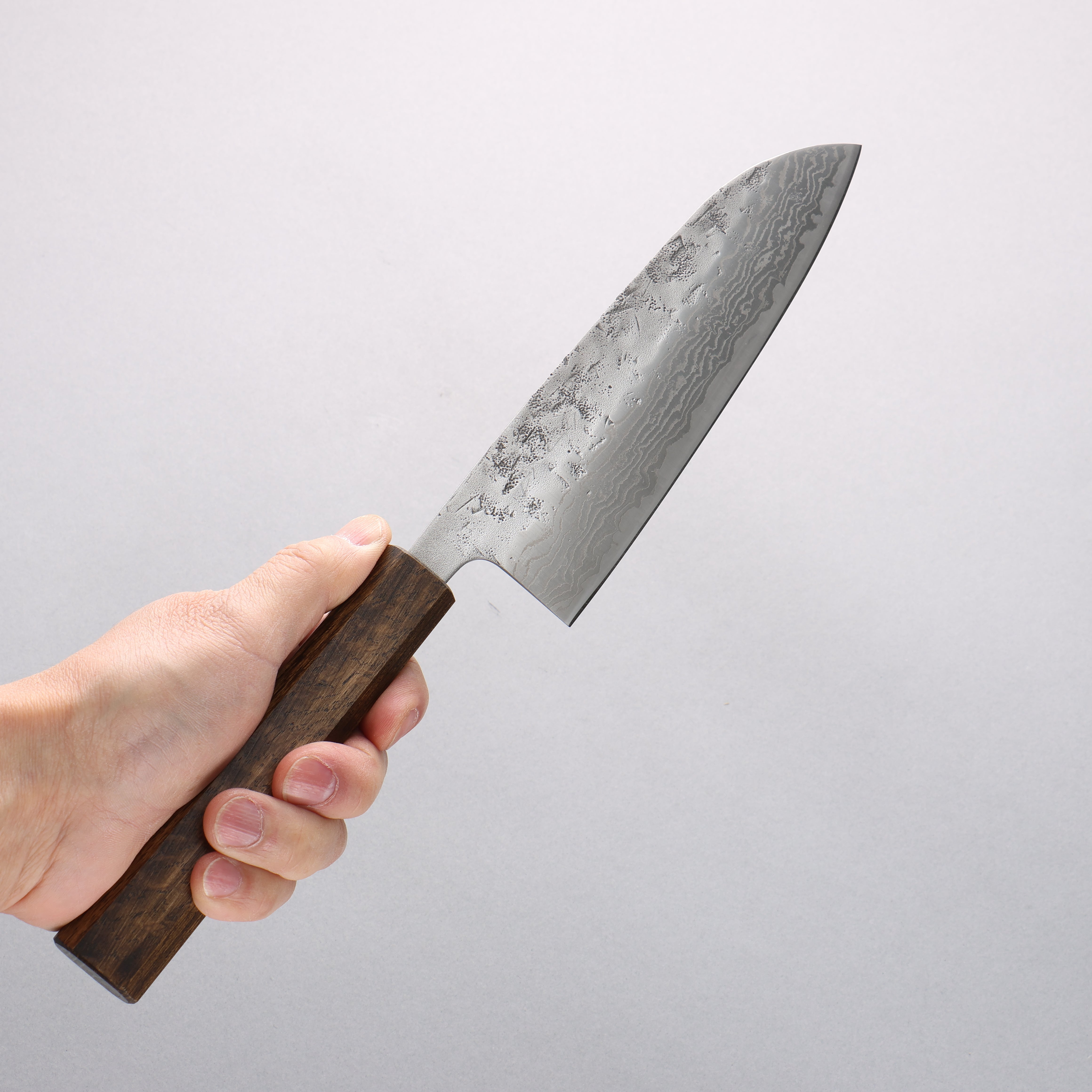 Premium Swedish Steel Stainless Damascus Santoku Knife 165mm - Oak Handle for Professional Chefs & Home Cooking, Perfect for Slicing, Dicing & Mincing Vegetables, Meat & Herbs
