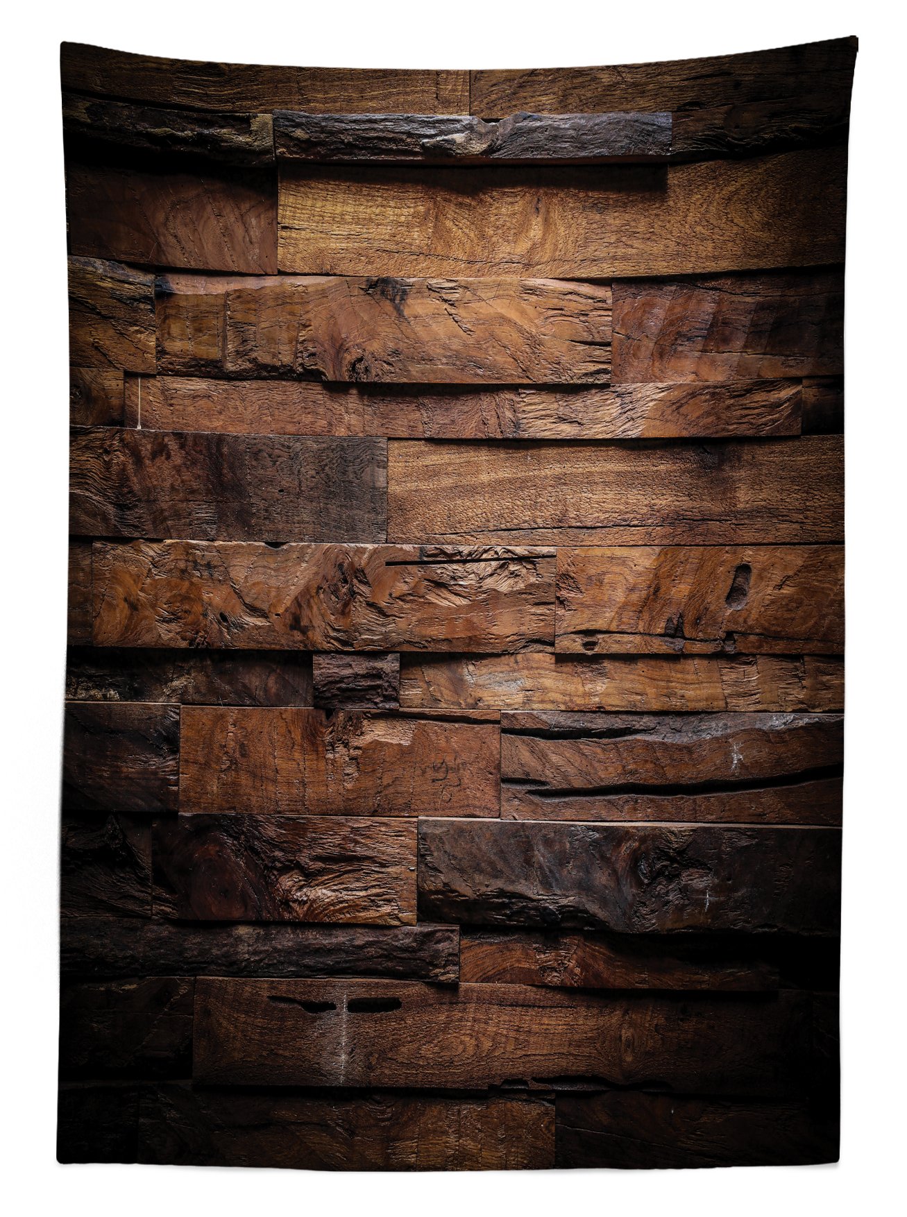 Ambesonne Chocolate Brown Outdoor Tablecloth - Rustic Dark Timber Texture, Washable Picnic Table Cover 58x104 Inches - Perfect for Backyard BBQs, Camping & Country-Themed Parties