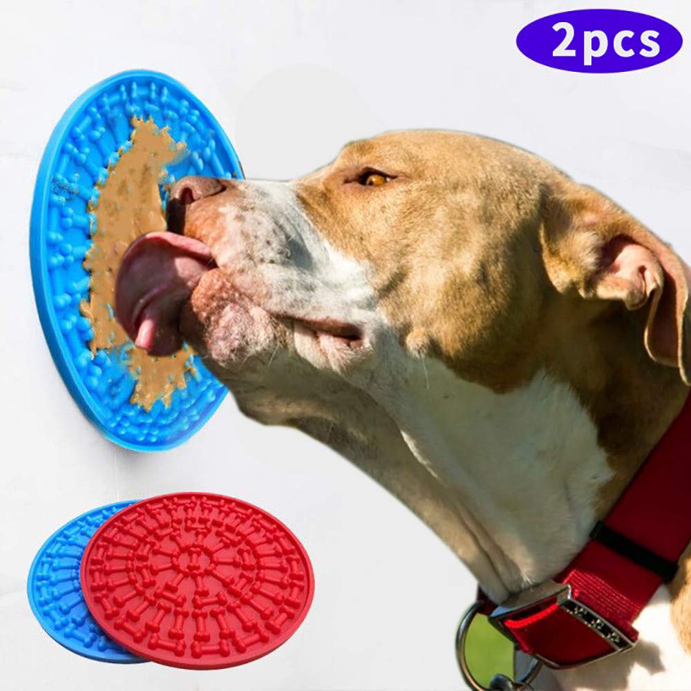Dog Licking Pad for Shower & Grooming - 2 Pack Slow Feeder Peanut Butter Mat, Wall-Mounted Pet Bath Accessory for Dog Training & Anxiety Relief - Perfect for Bath Time, Grooming Sessions & Stress Relief
