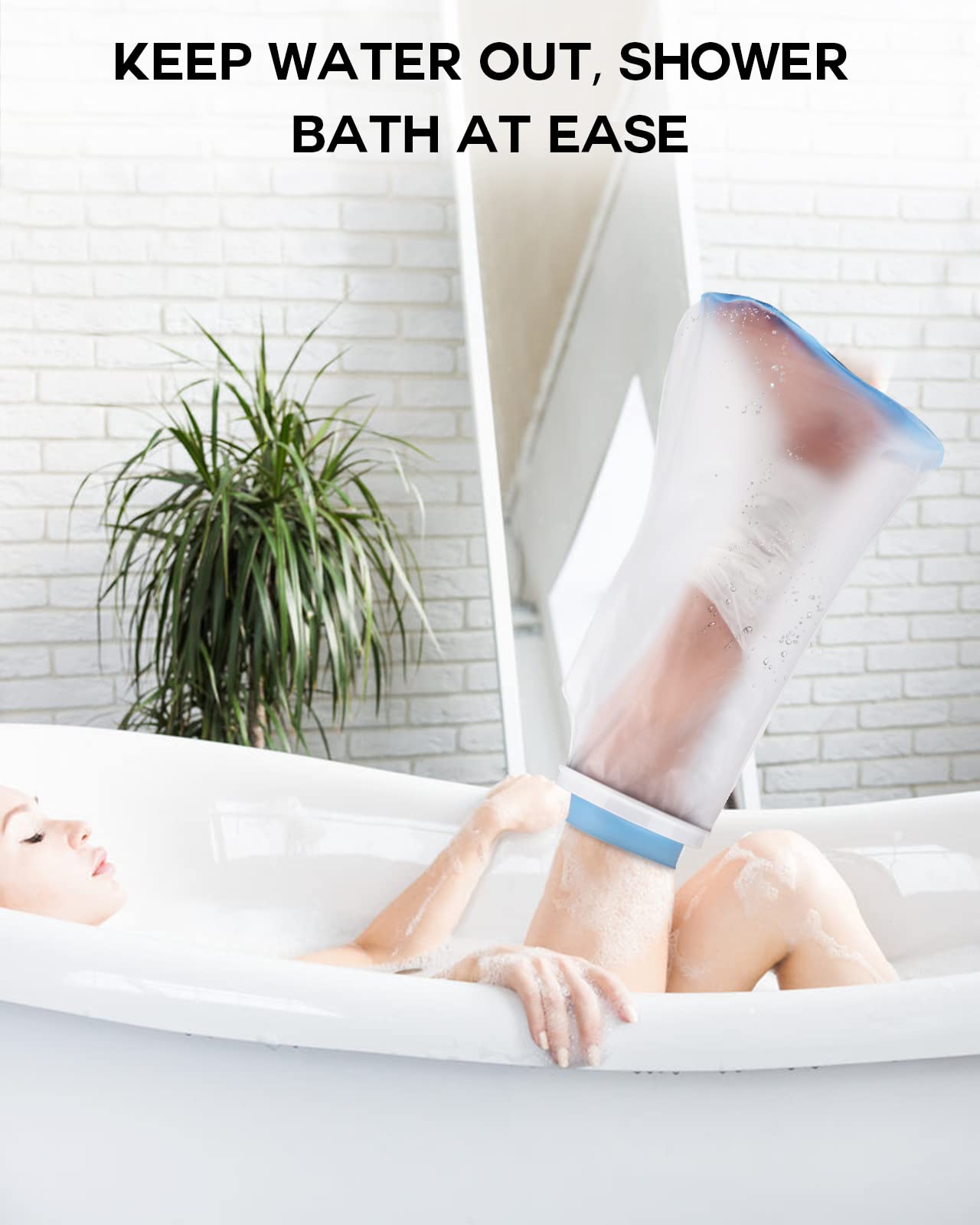Waterproof Cast Cover for Leg - Non-Slip Shower Protector for Adults | Reusable & Watertight Leg Cast Protector for Knee, Ankle & Foot Surgery | Ideal for Post-Op Wound Care, Bathing & Daily Activities