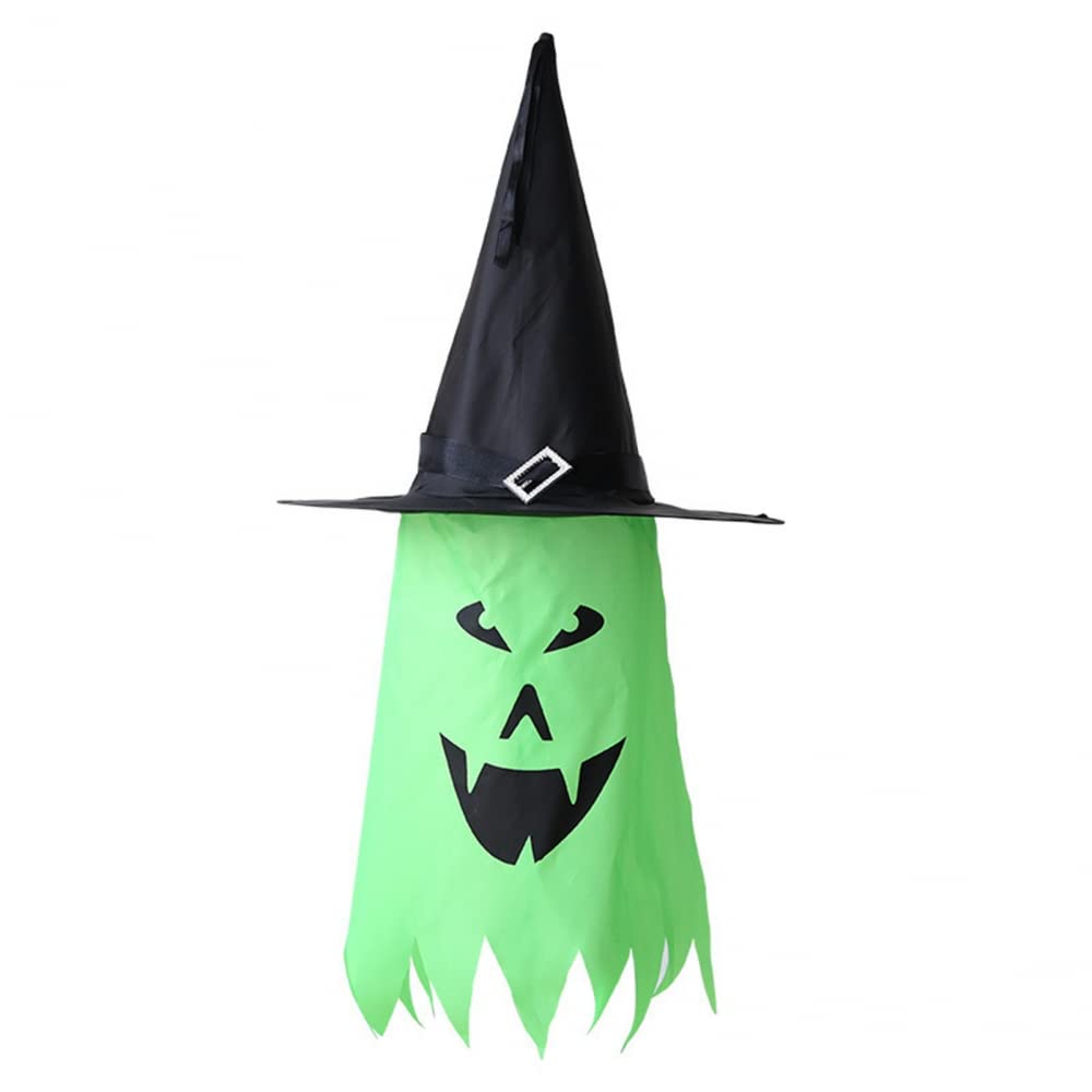 Glowing Ghost Hat Halloween Decorations - 75cm Outdoor Hanging Battery Operated LED String Lights for Halloween Party, Yard, Porch & Garden Decor