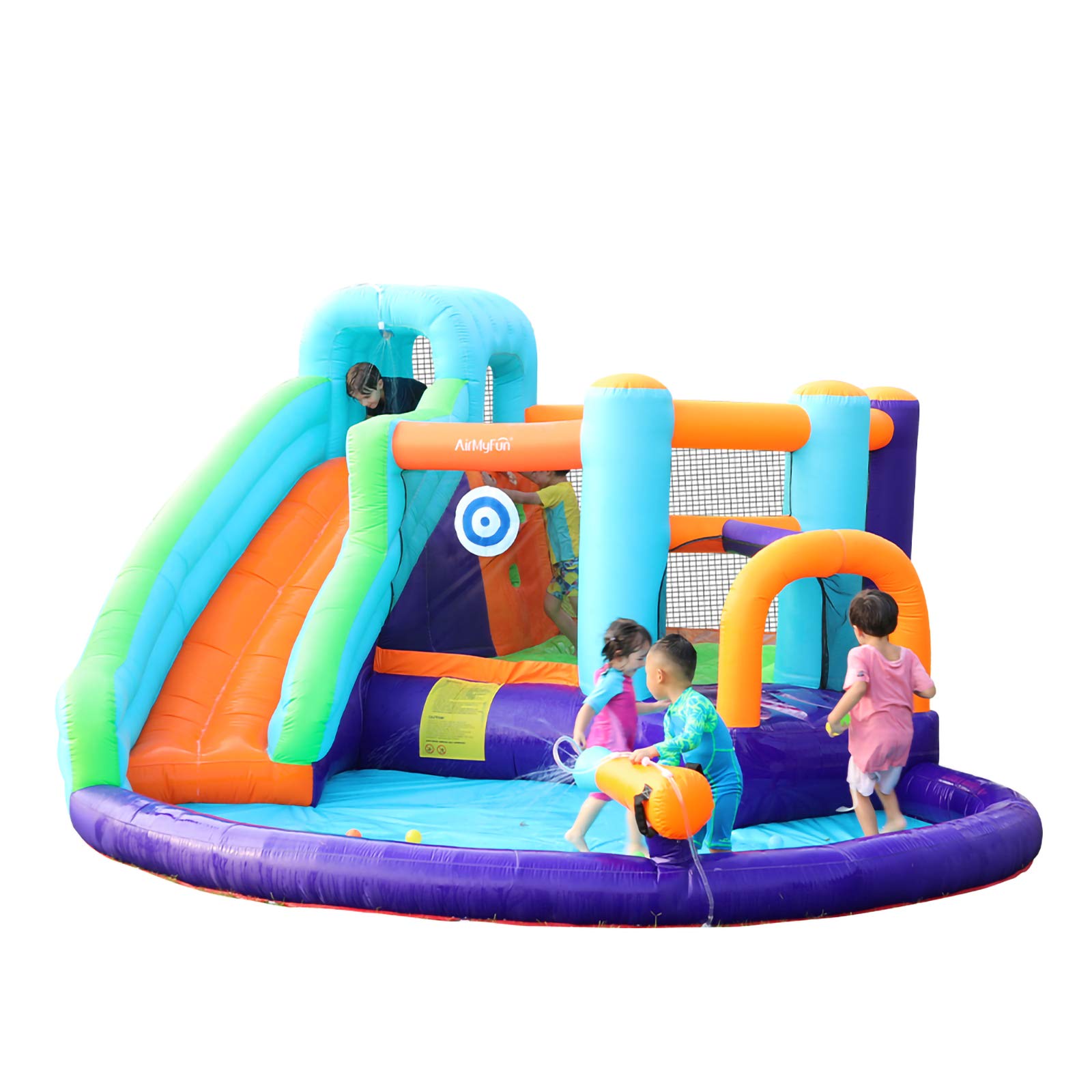 **AirMyFun Inflatable Bounce House with Water Slide & Spray - Kids Outdoor Water Park Jumping Castle for Summer Backyard Parties, Birthday Events & Playtime Fun**