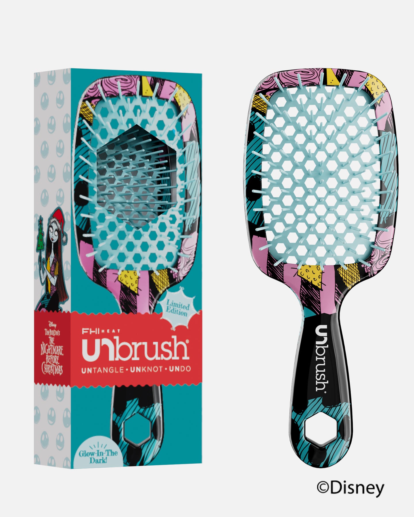 Disney The Nightmare Before Christmas Sally Detangling Hair Brush - Gentle Knot Remover for Kids & Adults - Perfect for Curly, Thick, and Long Hair Styling