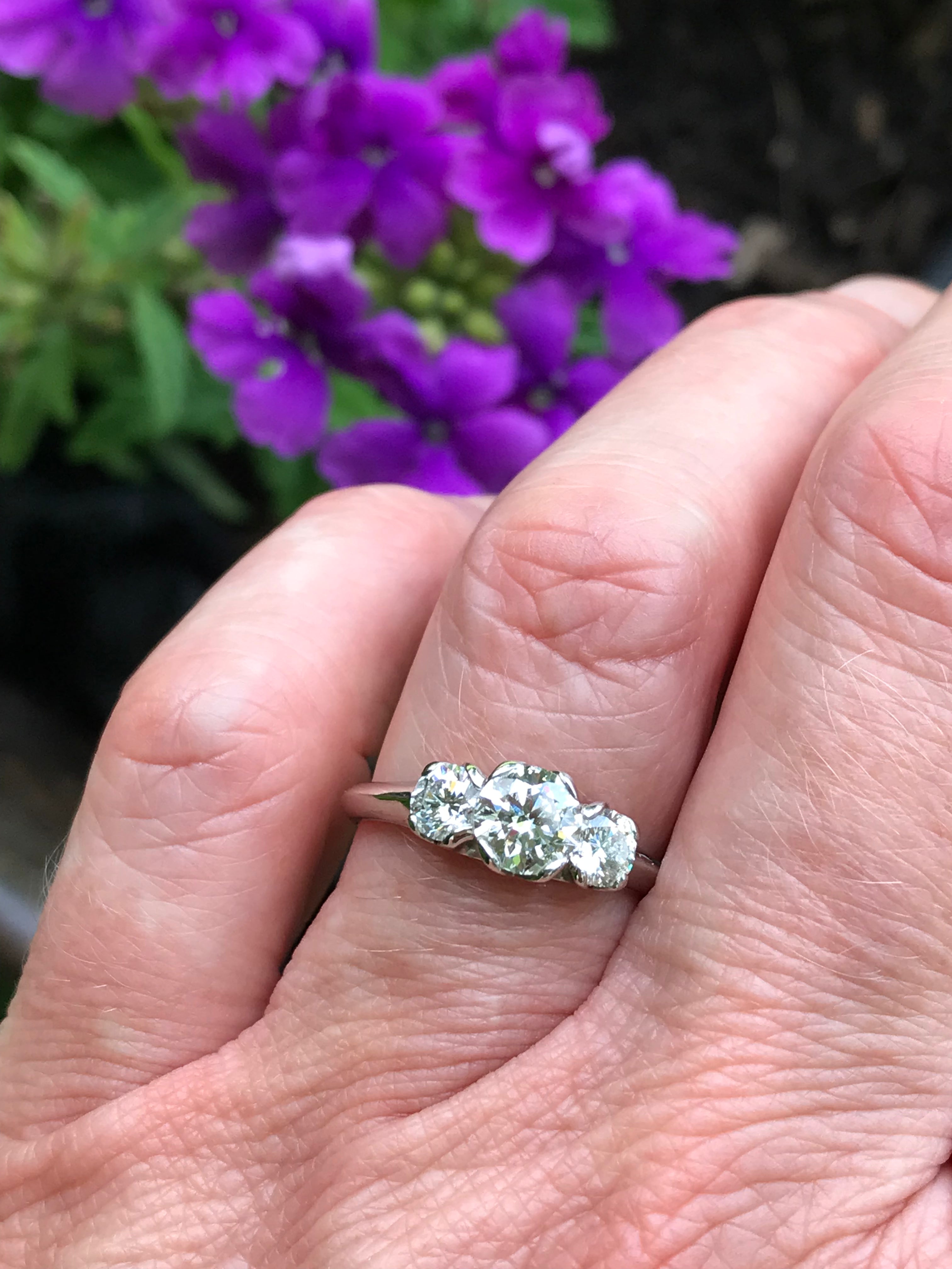 1.21 ct Platinum Certified Natural Diamond Trilogy Ring for Women - Elegant Engagement, Wedding, Anniversary Gift