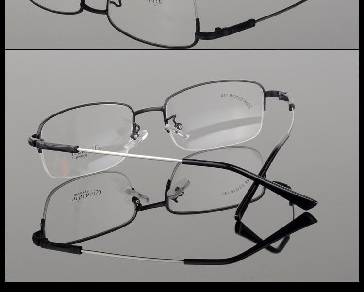 Bclear Men's Semi-Rim Square Alloy Eyeglasses - Lightweight Metal Frame Glasses for Men - Perfect for Office, Reading & Everyday Use (2008 Collection)