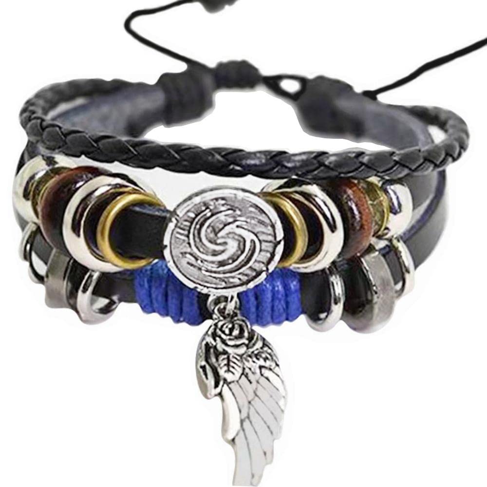 Evil Eye Bracelets for Men - Vintage Inspired Simulated Turquoise Bracelet Charms with Brass & Leather Angel Beads - DIY Bracelet Making Kit for Protection & Style - Perfect for Gifts, Spiritual Healing & Boho Fashion Accessories